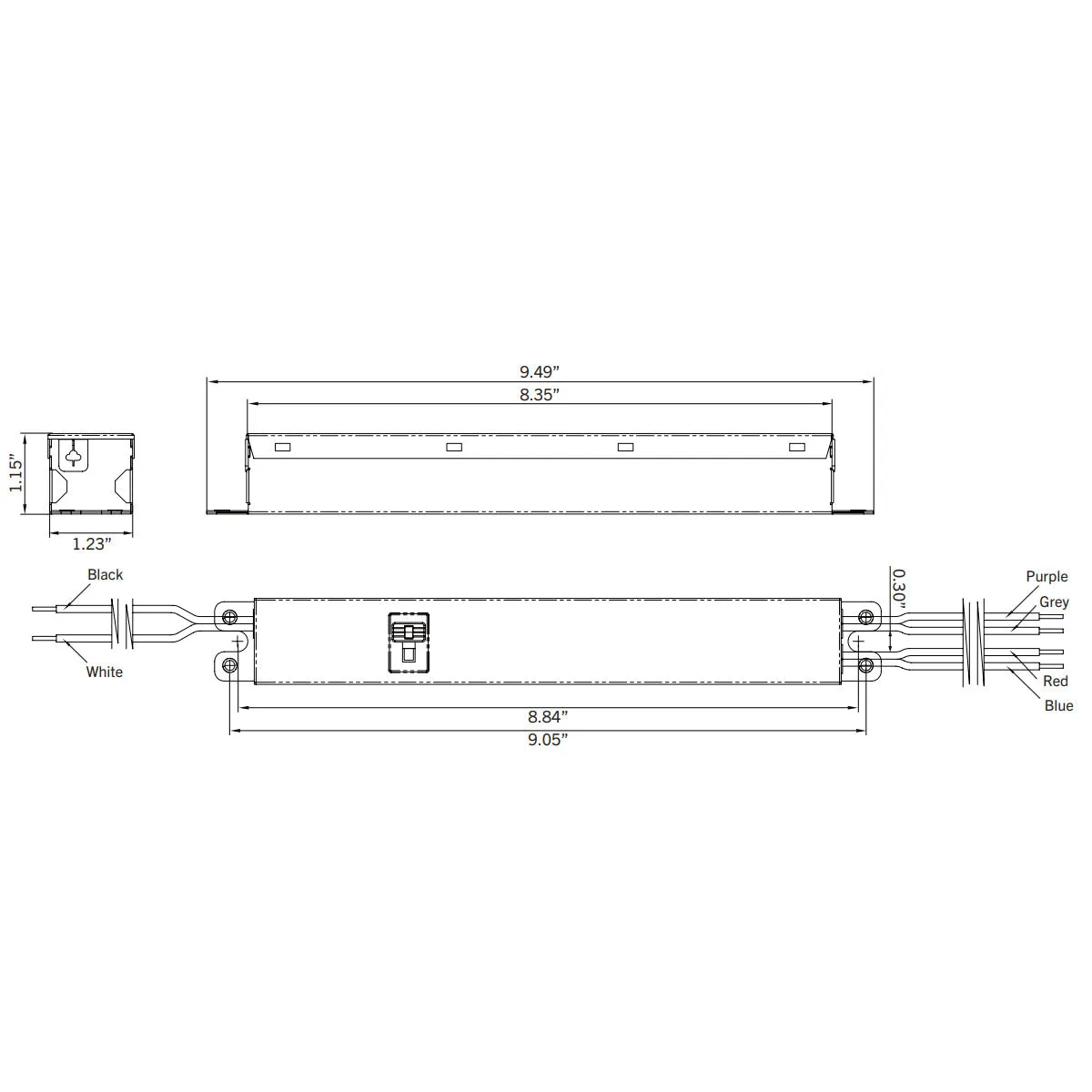 45 Watts LED Driver, Selectable Current 700-850mA, 0-10V Dimming, 120-277V