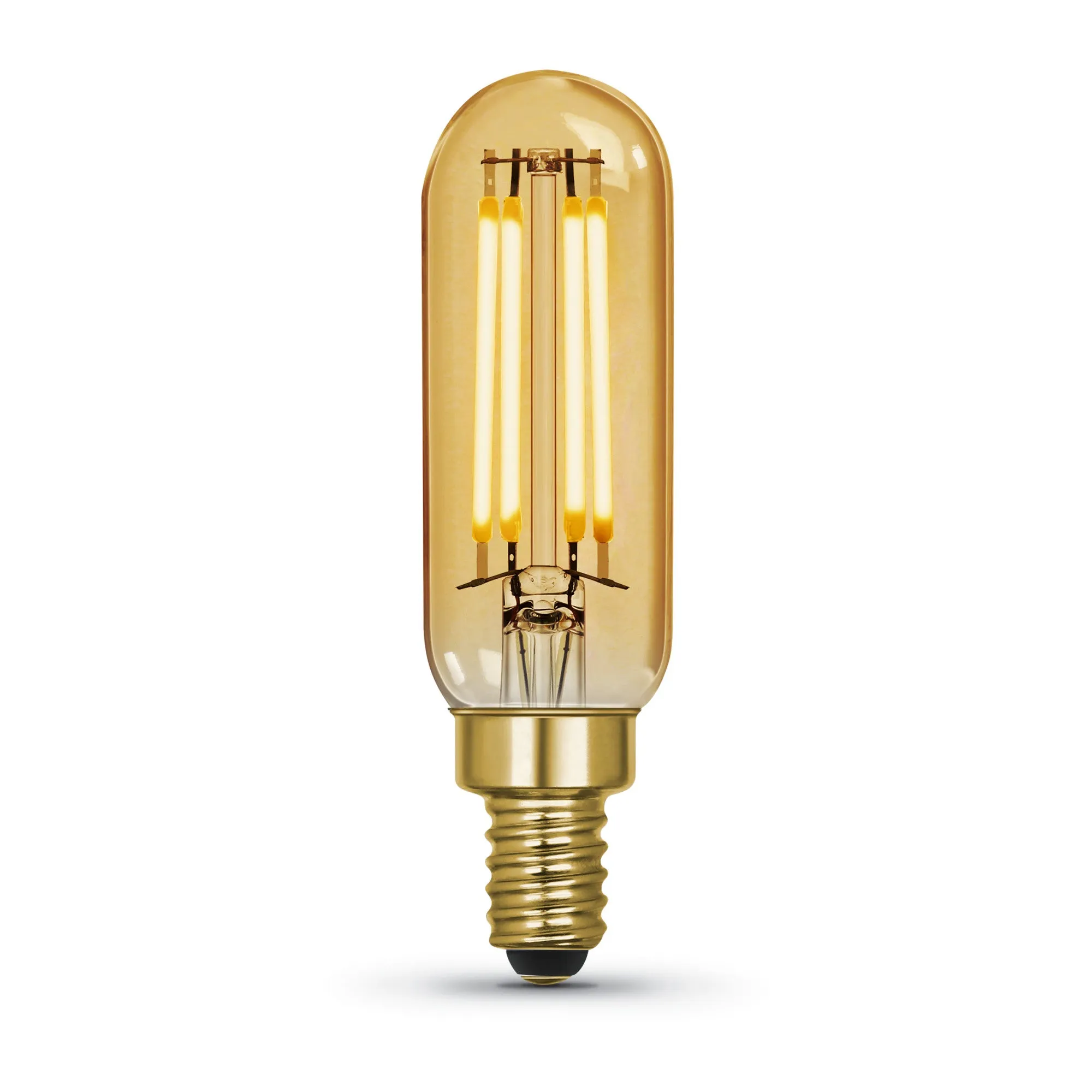 4W (40W Replacement) Warm Light (2100K) T6 Shape (E12 Base) Clear Glass Filament LED (4-Pack)