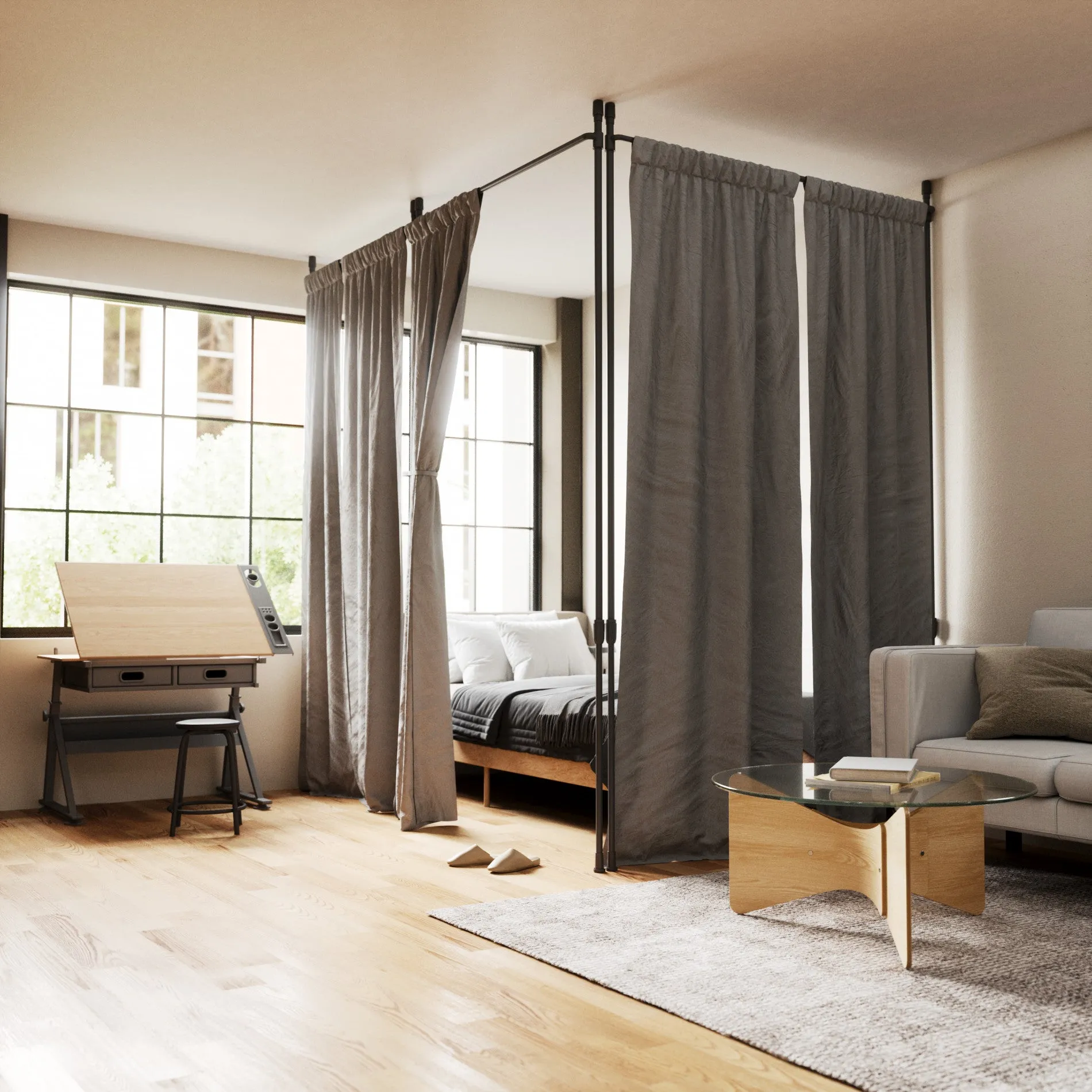 Anywhere Curtain Rod & Room Divider