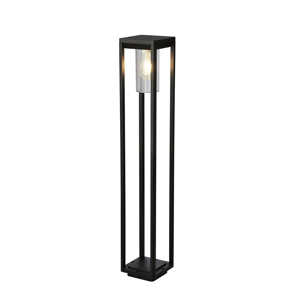 Atlanta 900mm/450mm Outdoor Post - Black Metal with Clear Diffuser