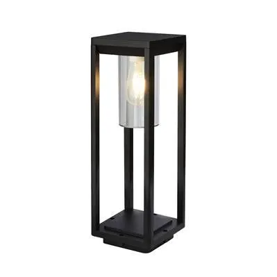 Atlanta 900mm/450mm Outdoor Post - Black Metal with Clear Diffuser