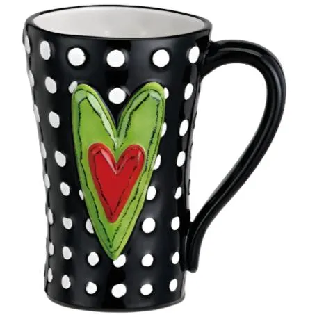Black & White Dotted Heart Mug