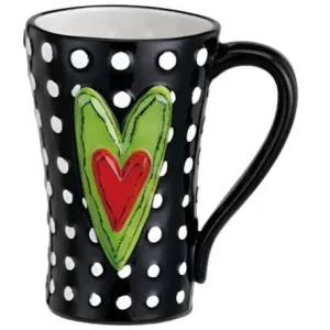 Black & White Dotted Heart Mug