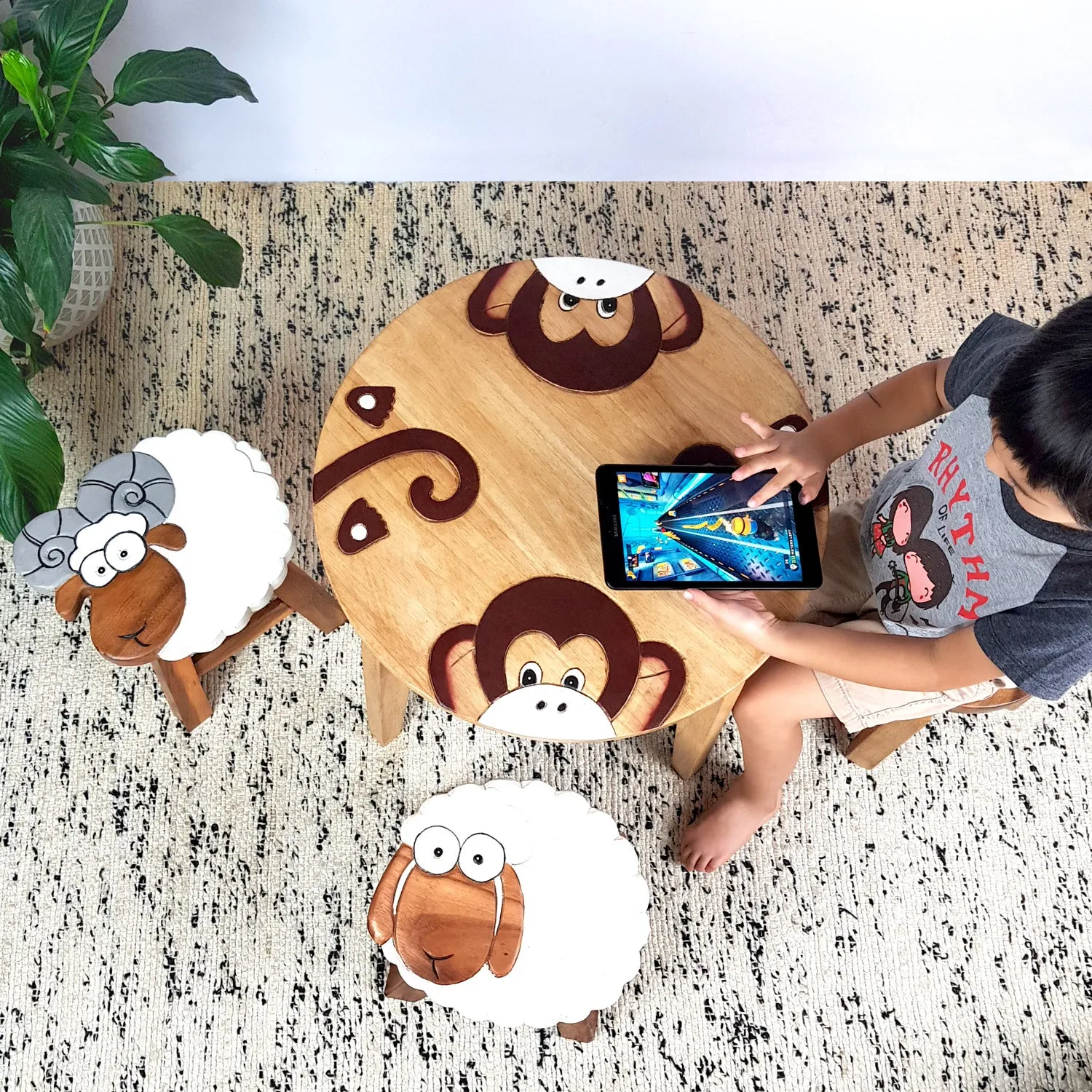 Children's furniture Monkey Table   2 Stools Set
