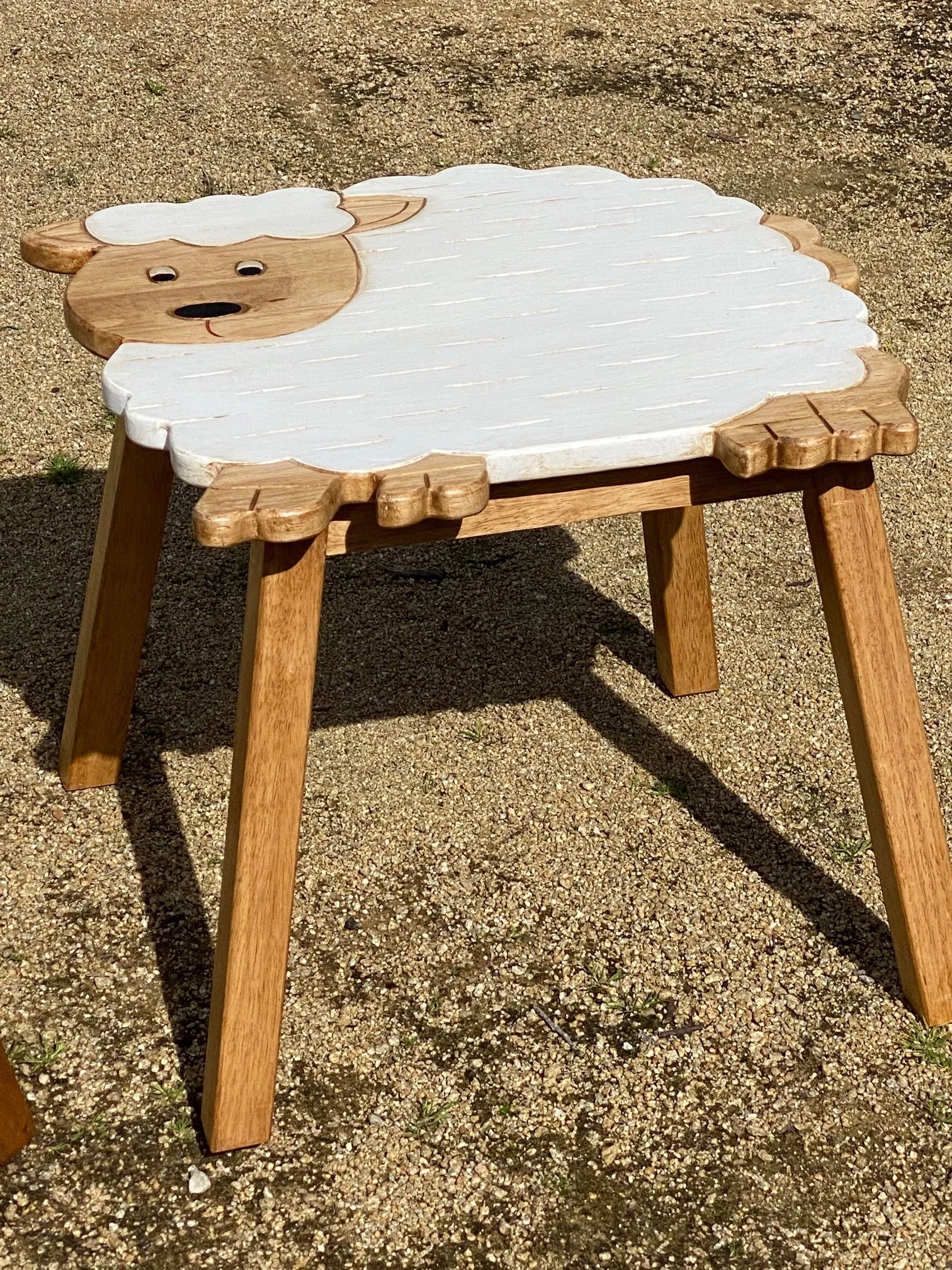 Children’s wooden table and chair stools set Shaun the Sheep theme
