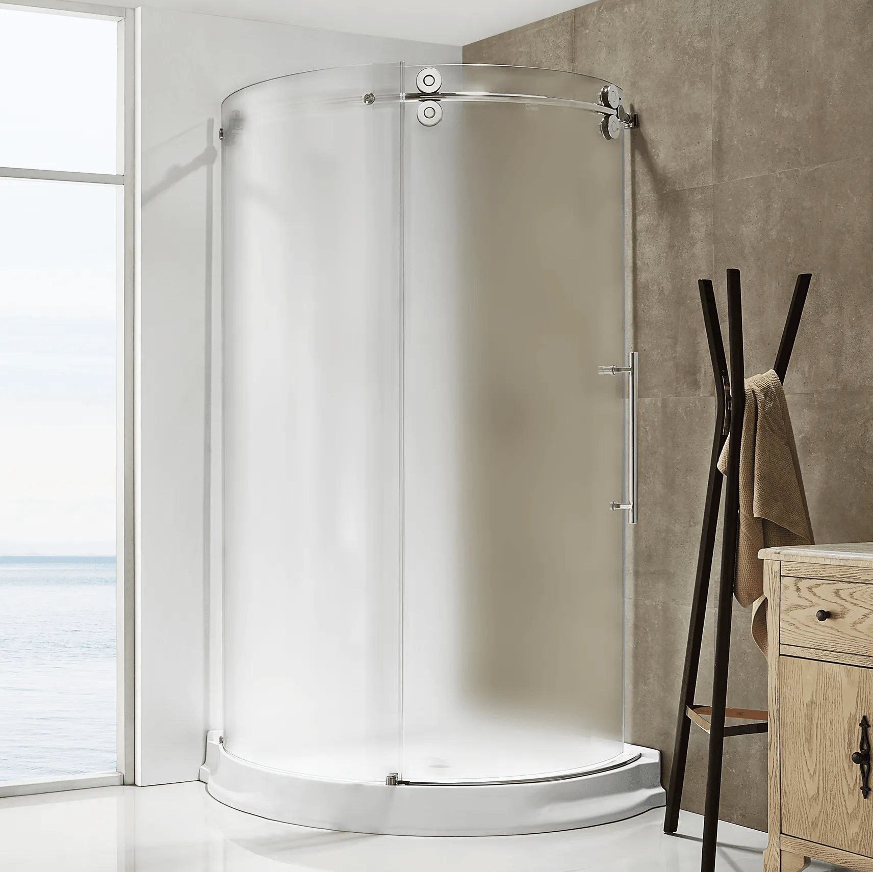 Dreamwerks 40"W x 79"H Frameless Shower Door Enclosure in Chrome Finish - Clear or Frosted Glass