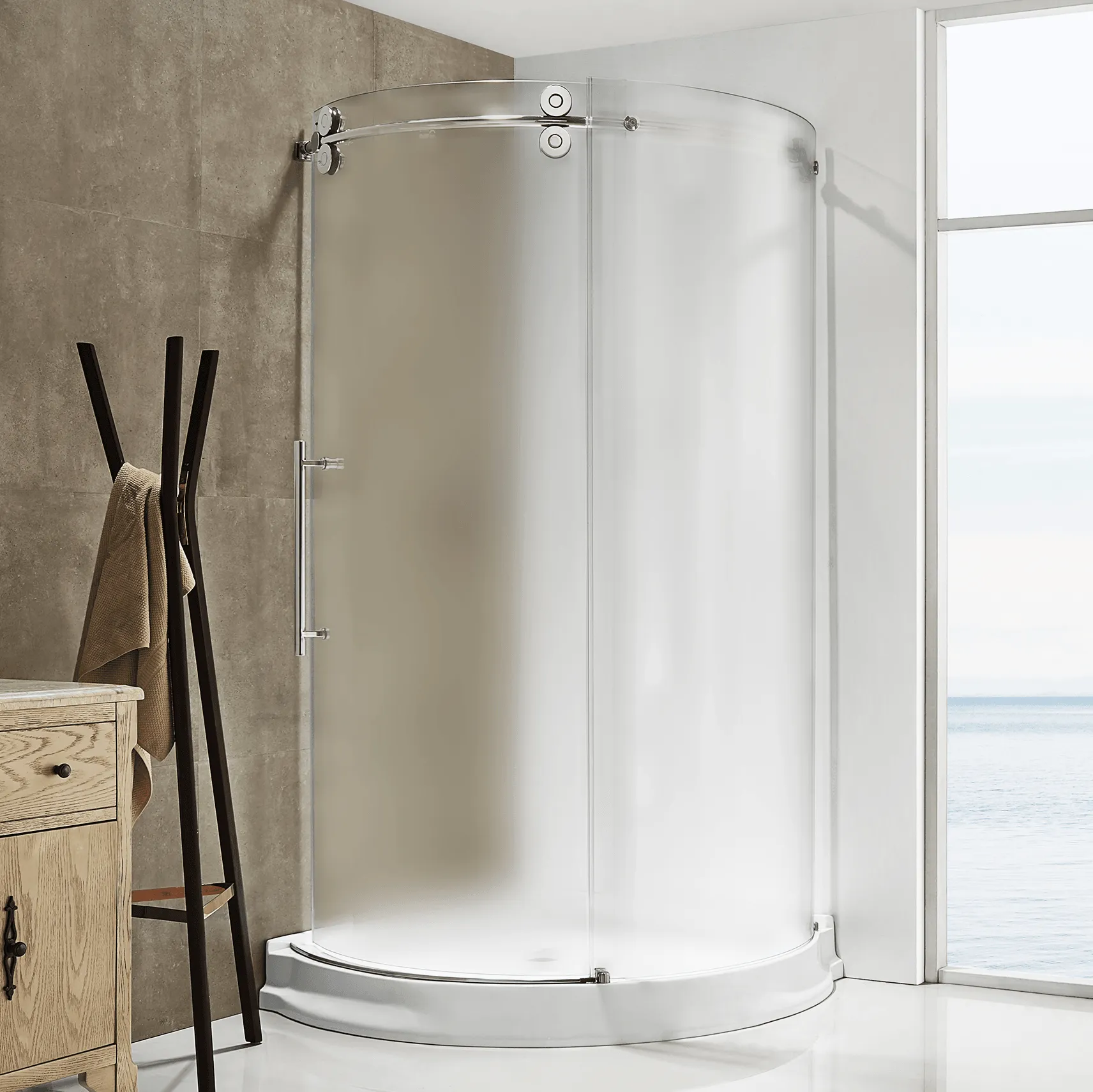 Dreamwerks 40"W x 79"H Frameless Shower Door Enclosure in Chrome Finish - Clear or Frosted Glass