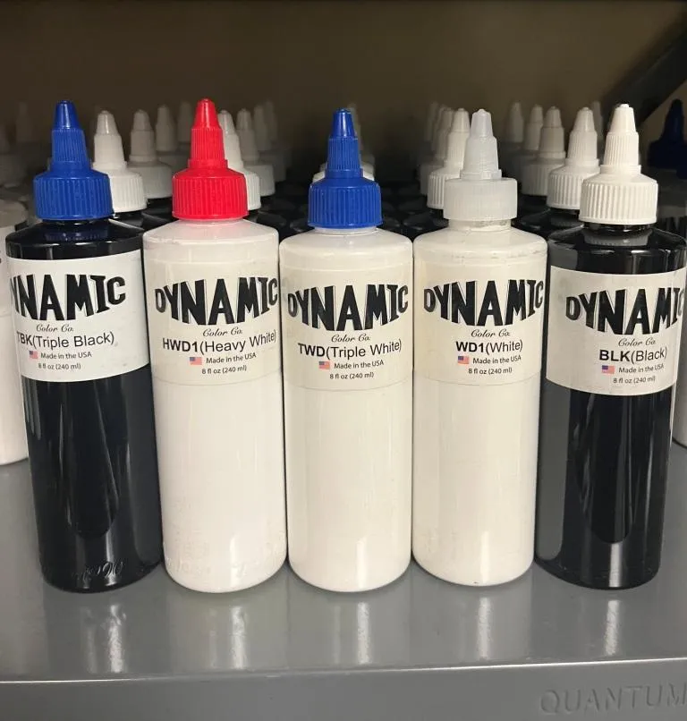 Dynamic Ink - CHOOSE - Big 8oz Bottles. GANGA HARDLINE & BLKOUT, Black, 3xBlack, White, 3xWhite & Heavy White