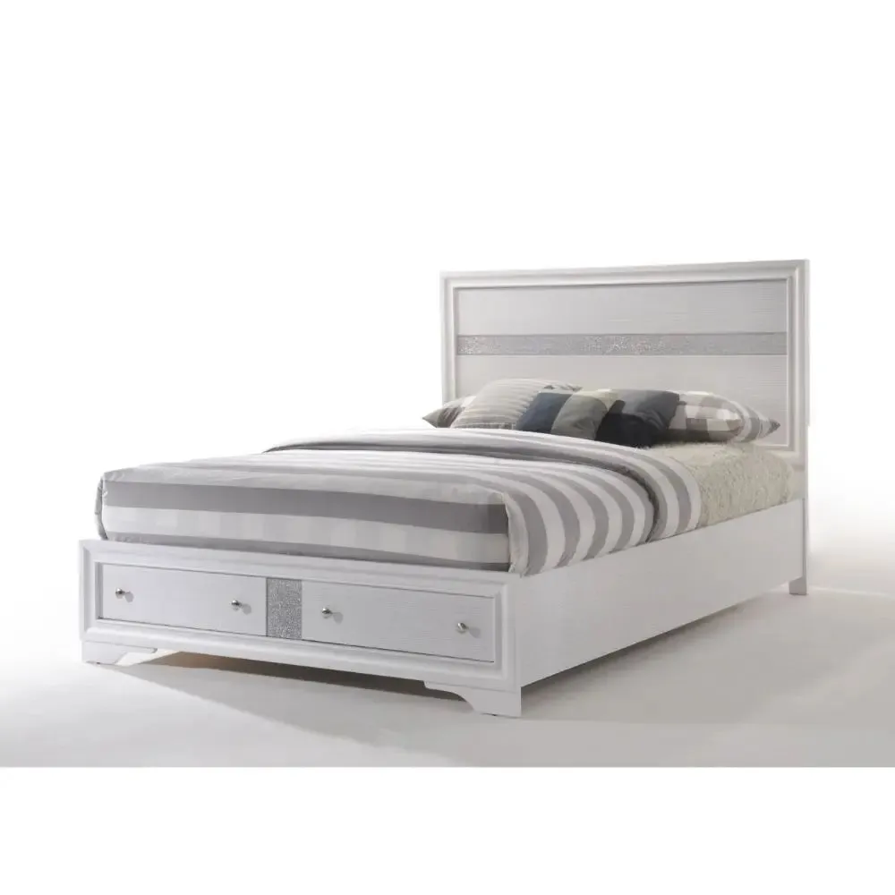 Easton Queen Bed w/Drawer, White