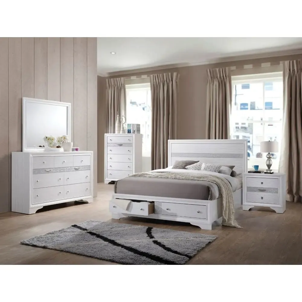 Easton Queen Bed w/Drawer, White