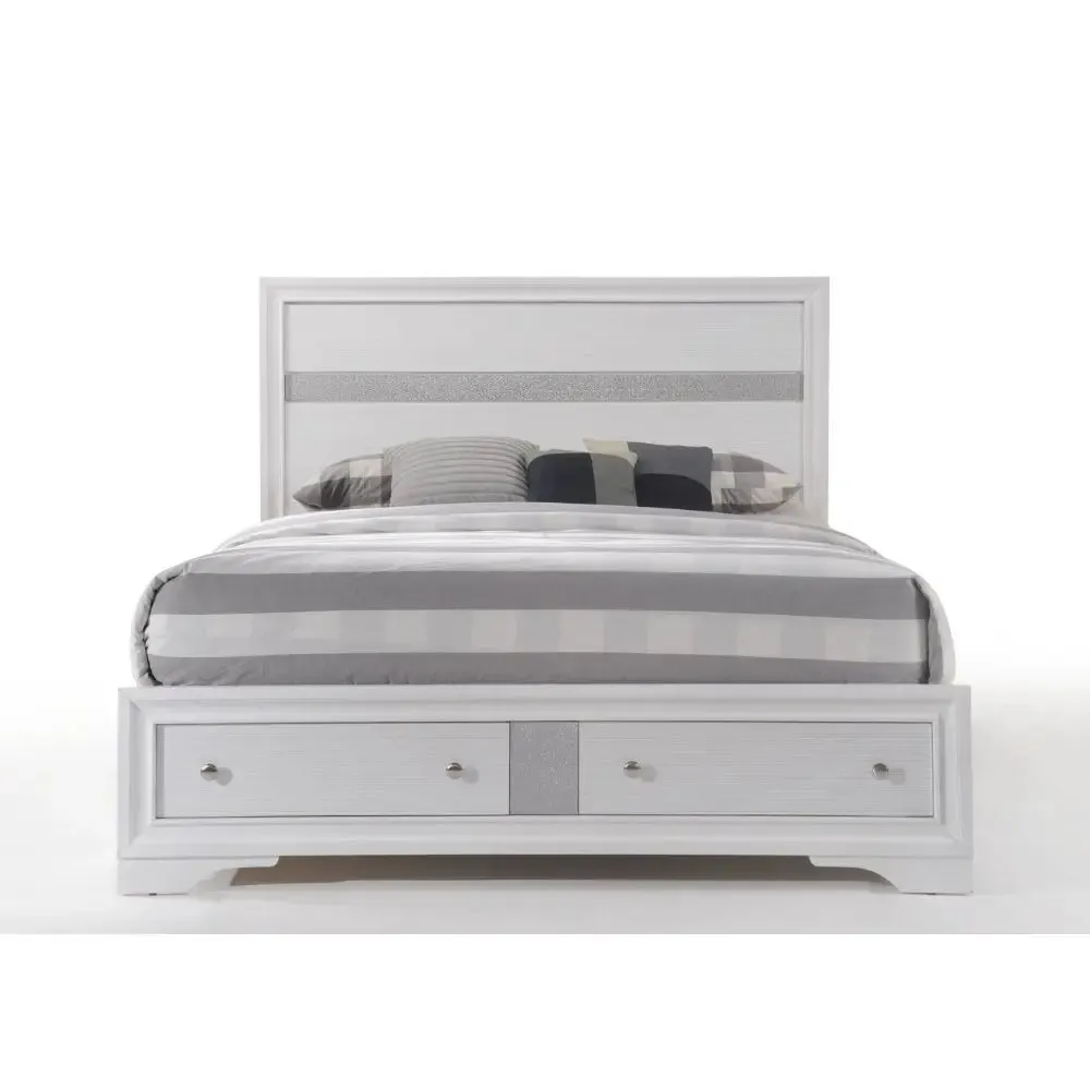 Easton Queen Bed w/Drawer, White