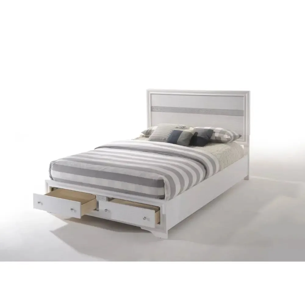 Easton Queen Bed w/Drawer, White