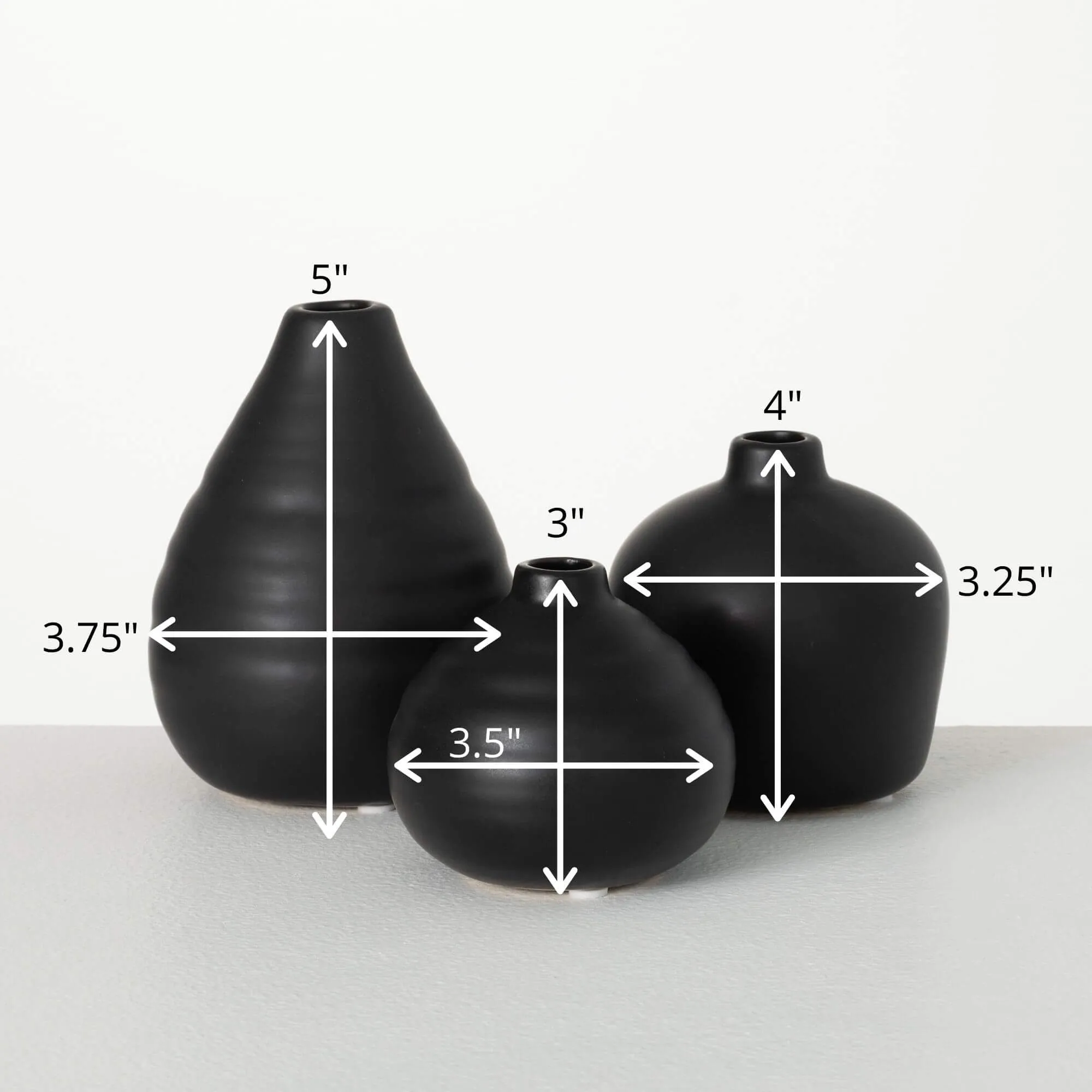 Ebony Compact Vase Set