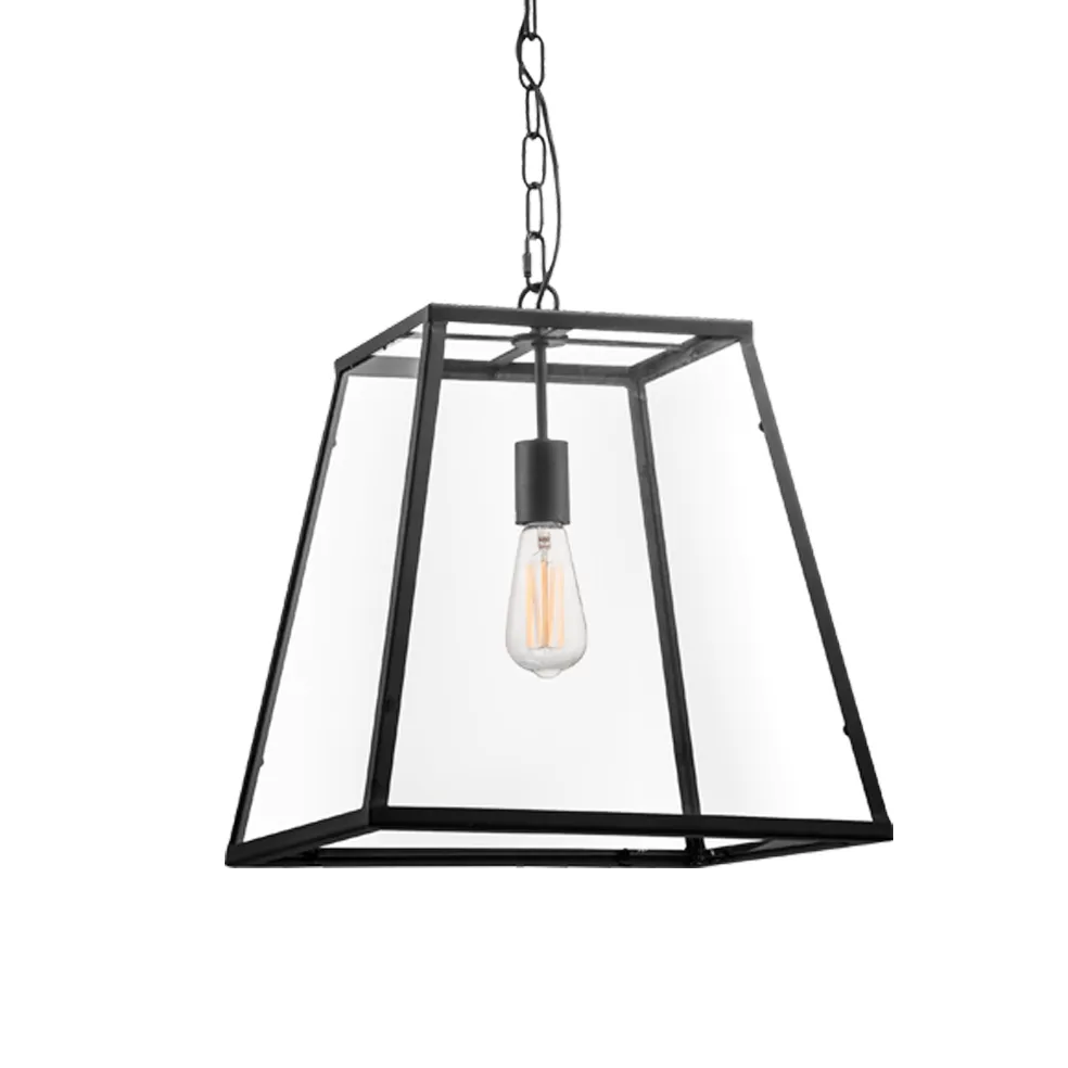Ella Black and Clear Glass Square Pendant Light | 2 Sizes
