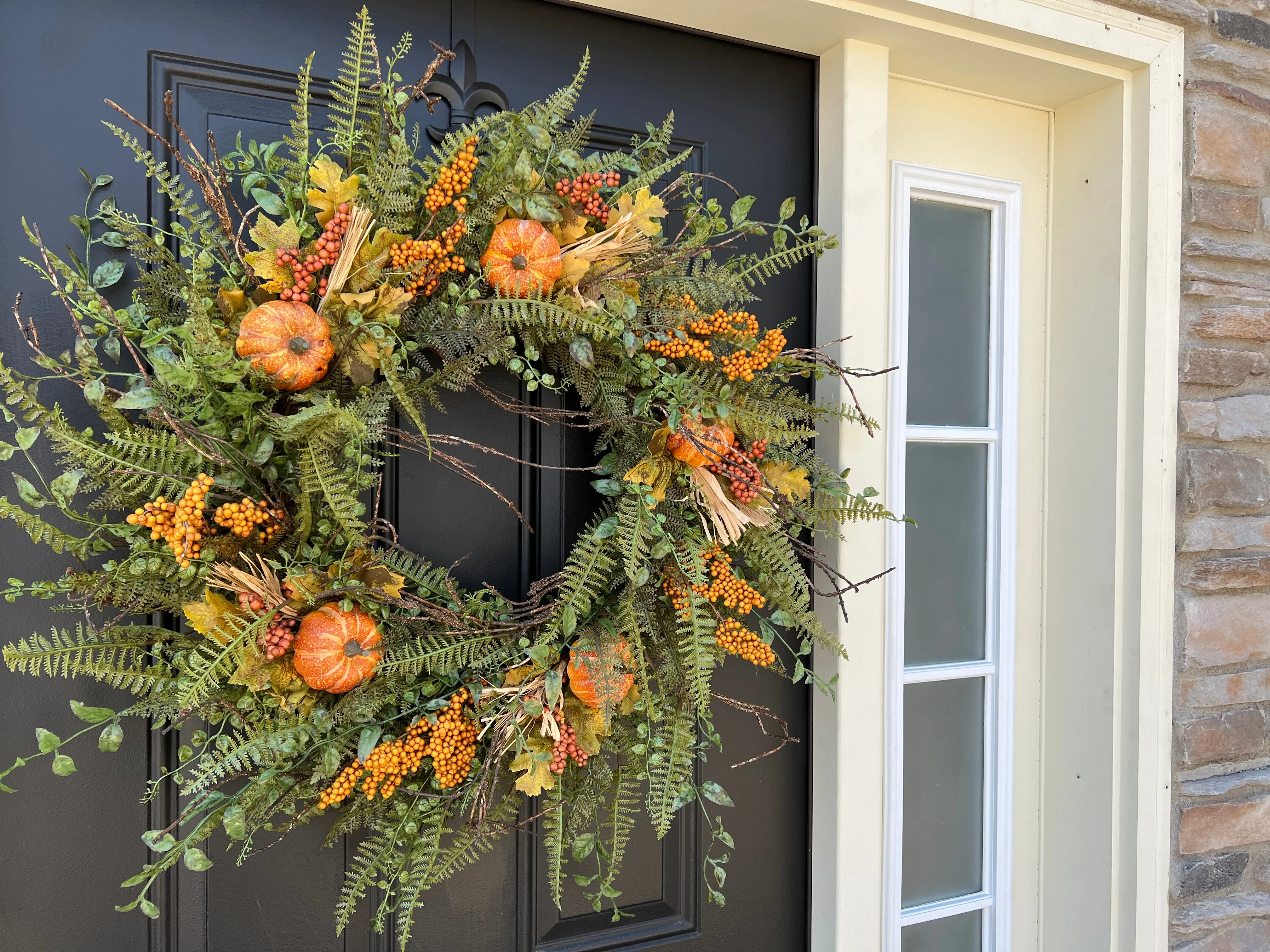 Fall Fern Wreath with Fall Gatherings