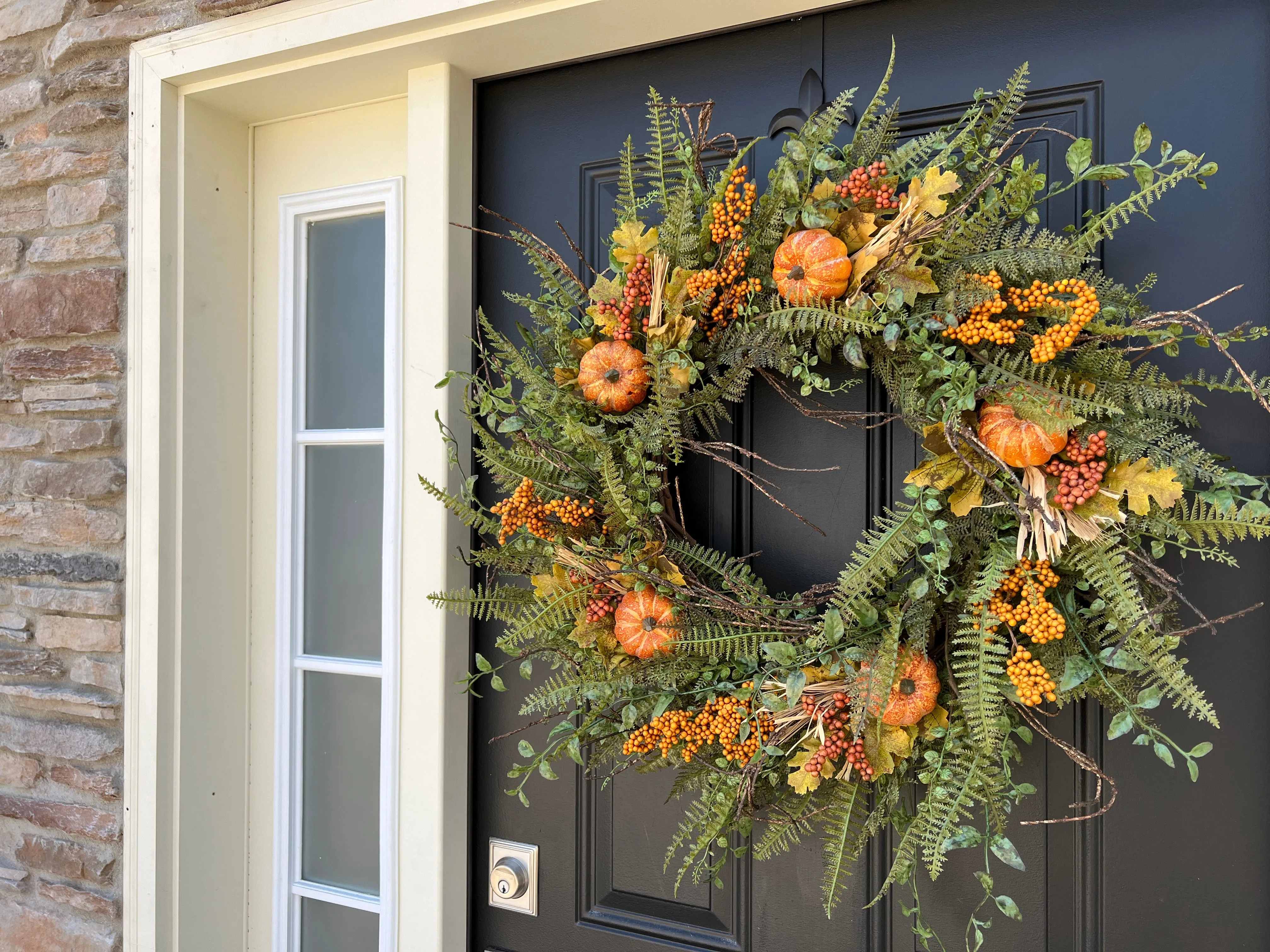 Fall Fern Wreath with Fall Gatherings