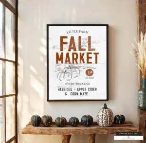 Fall Season Aesthetic Farmhouse Market Poster - Warm Cozy Western Fall Wall Art
