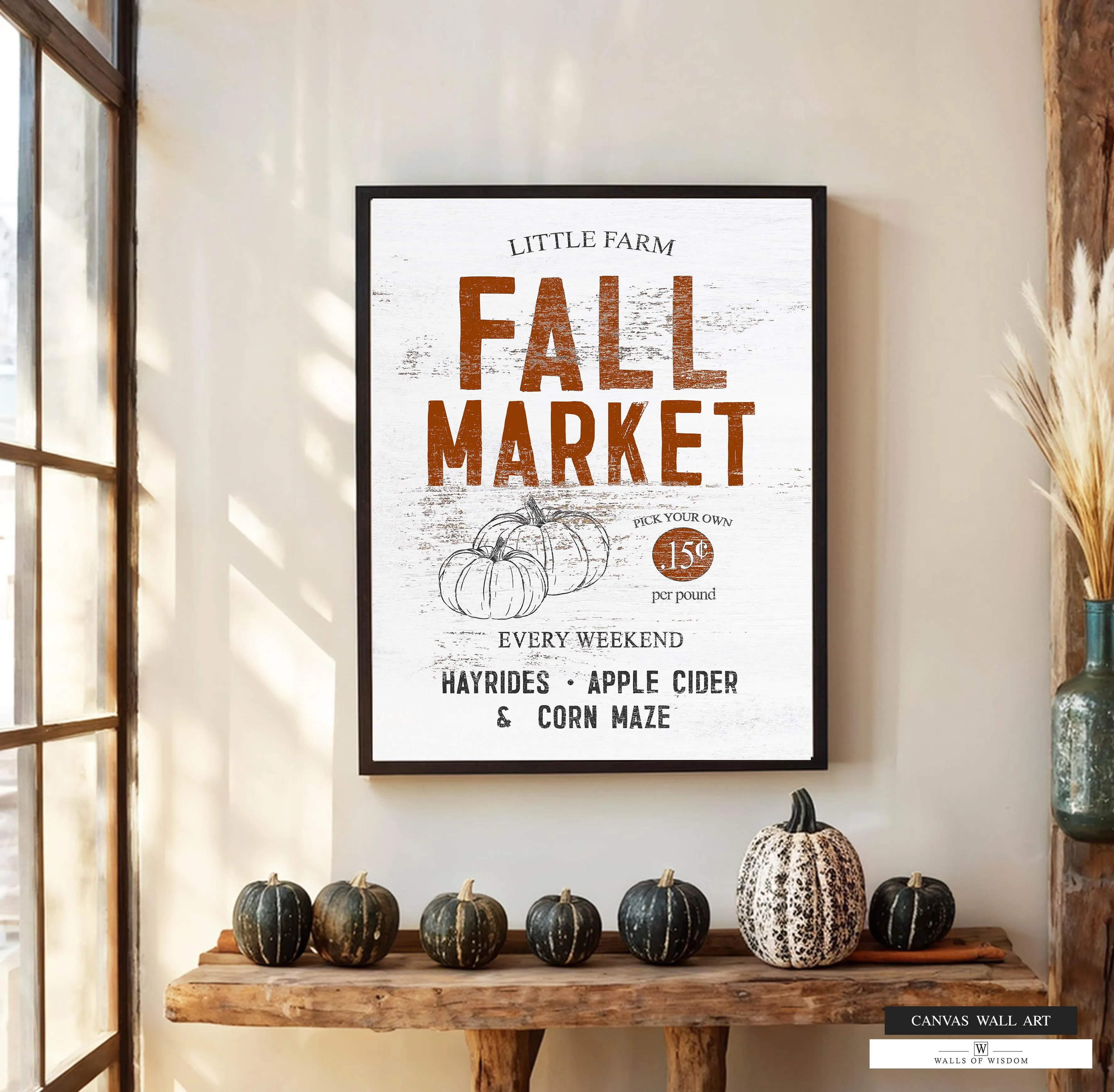 Fall Season Aesthetic Farmhouse Market Poster - Warm Cozy Western Fall Wall Art