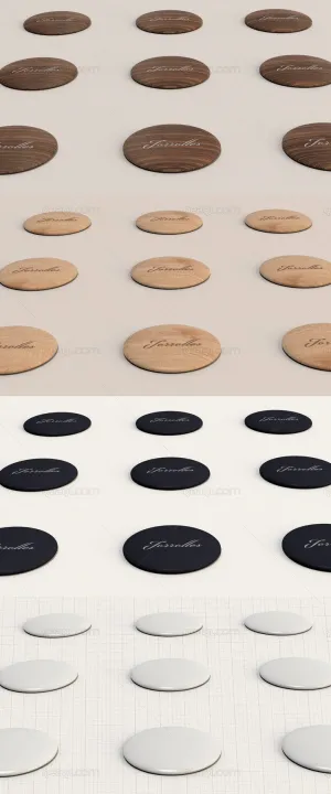 Free Pins Mockup with 2 Kind of Textures: Wood and Plastic