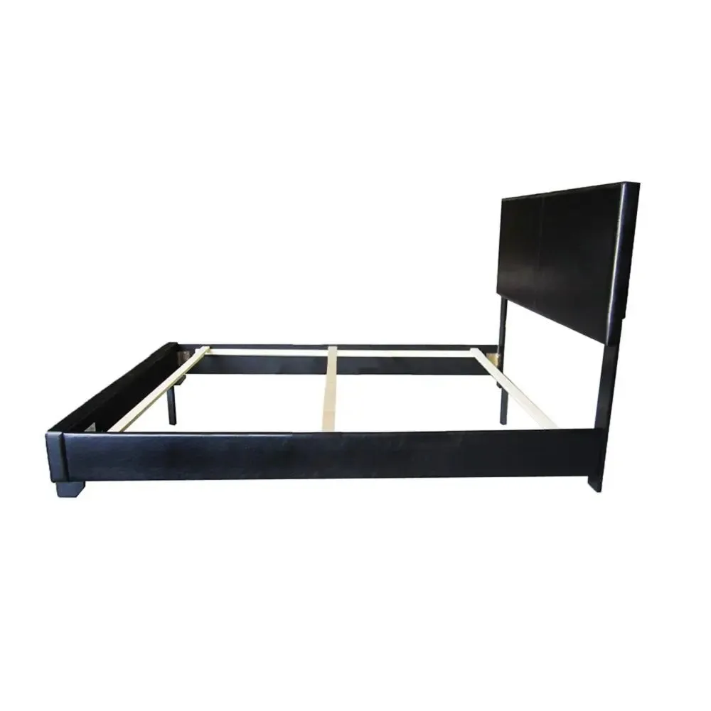 Ivana Full Bed, Black Faux Leather