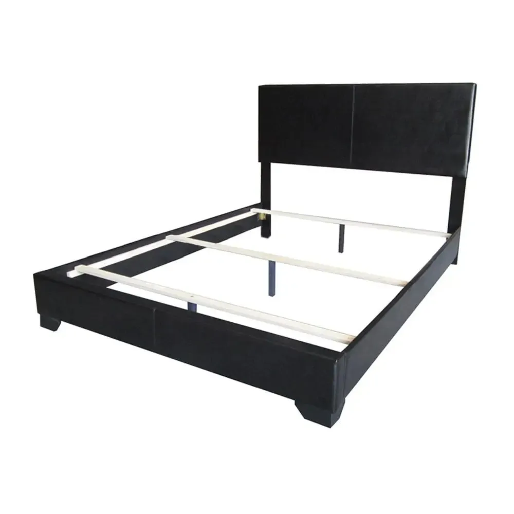 Ivana Full Bed, Black Faux Leather