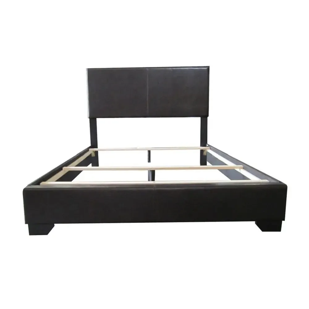 Ivana Full Bed, Black Faux Leather