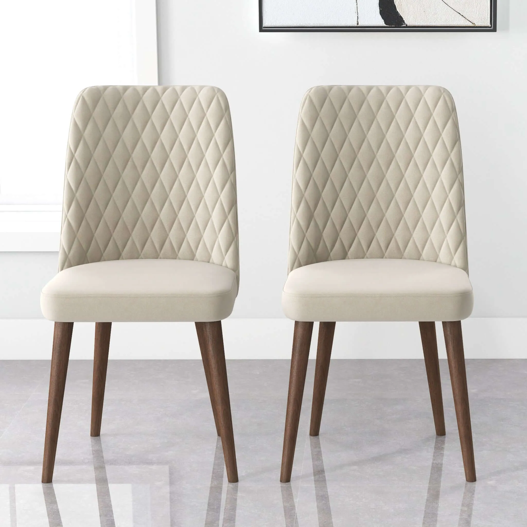 Katie Mid-Century Modern Velvet Dining Chair (Set of 2) Navy Blue