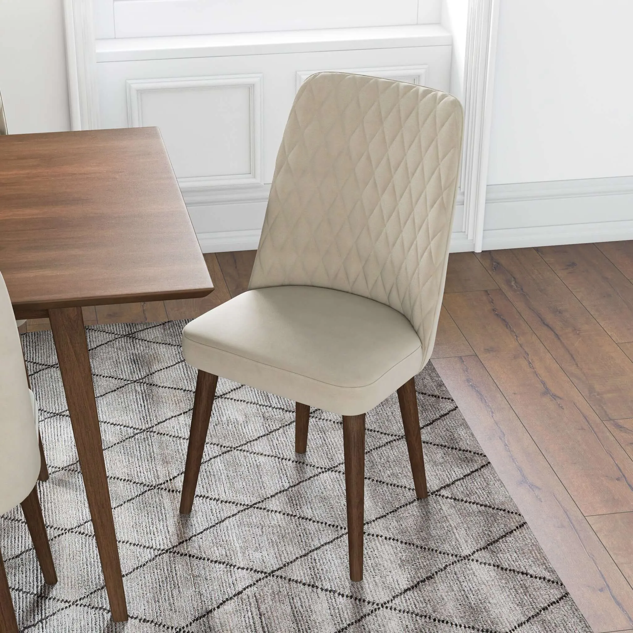 Katie Mid-Century Modern Velvet Dining Chair (Set of 2) Navy Blue