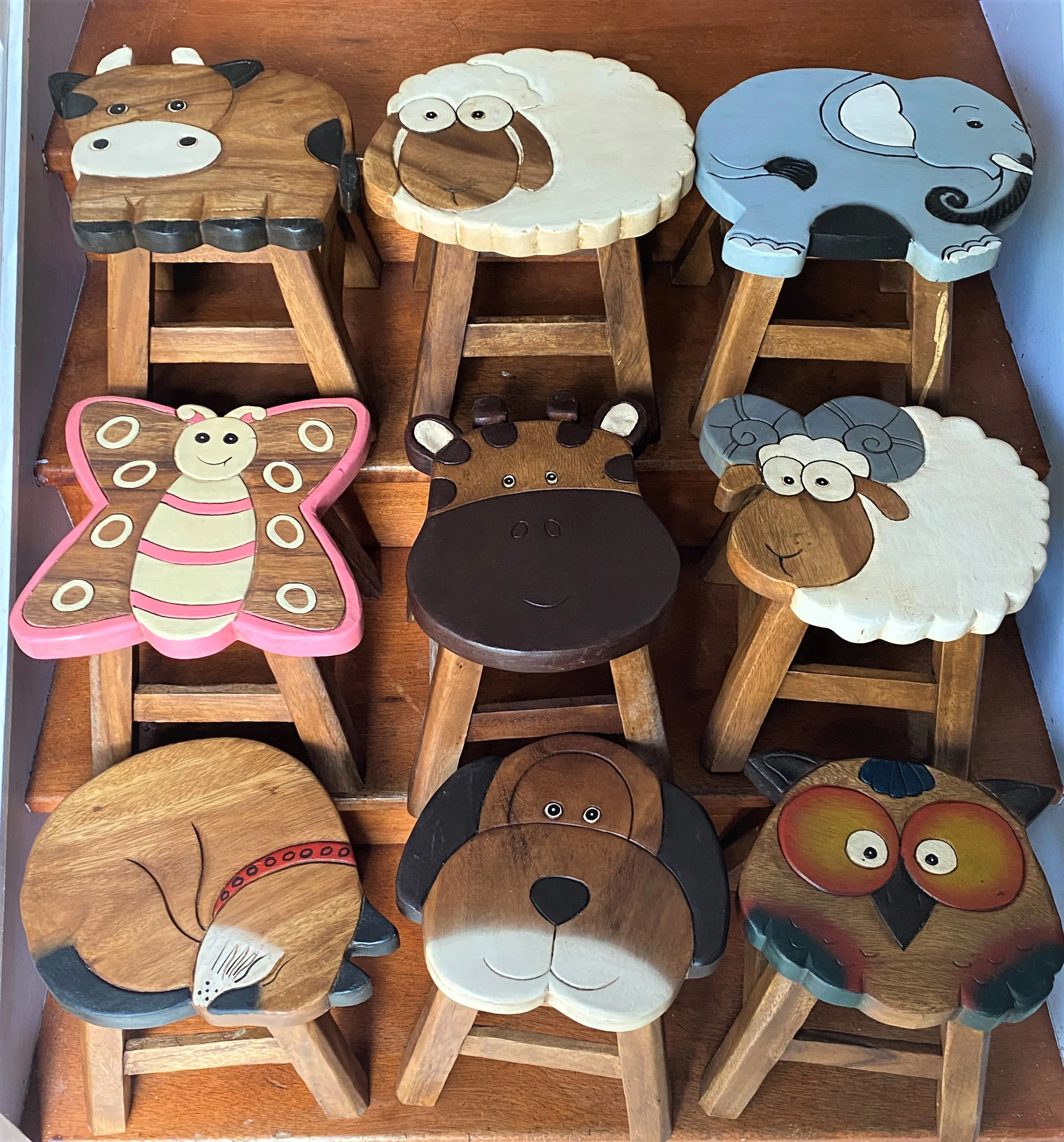 Kids Chair Wooden Stool Animal CAT Theme Children’s Chair and Toddlers Stepping Stool