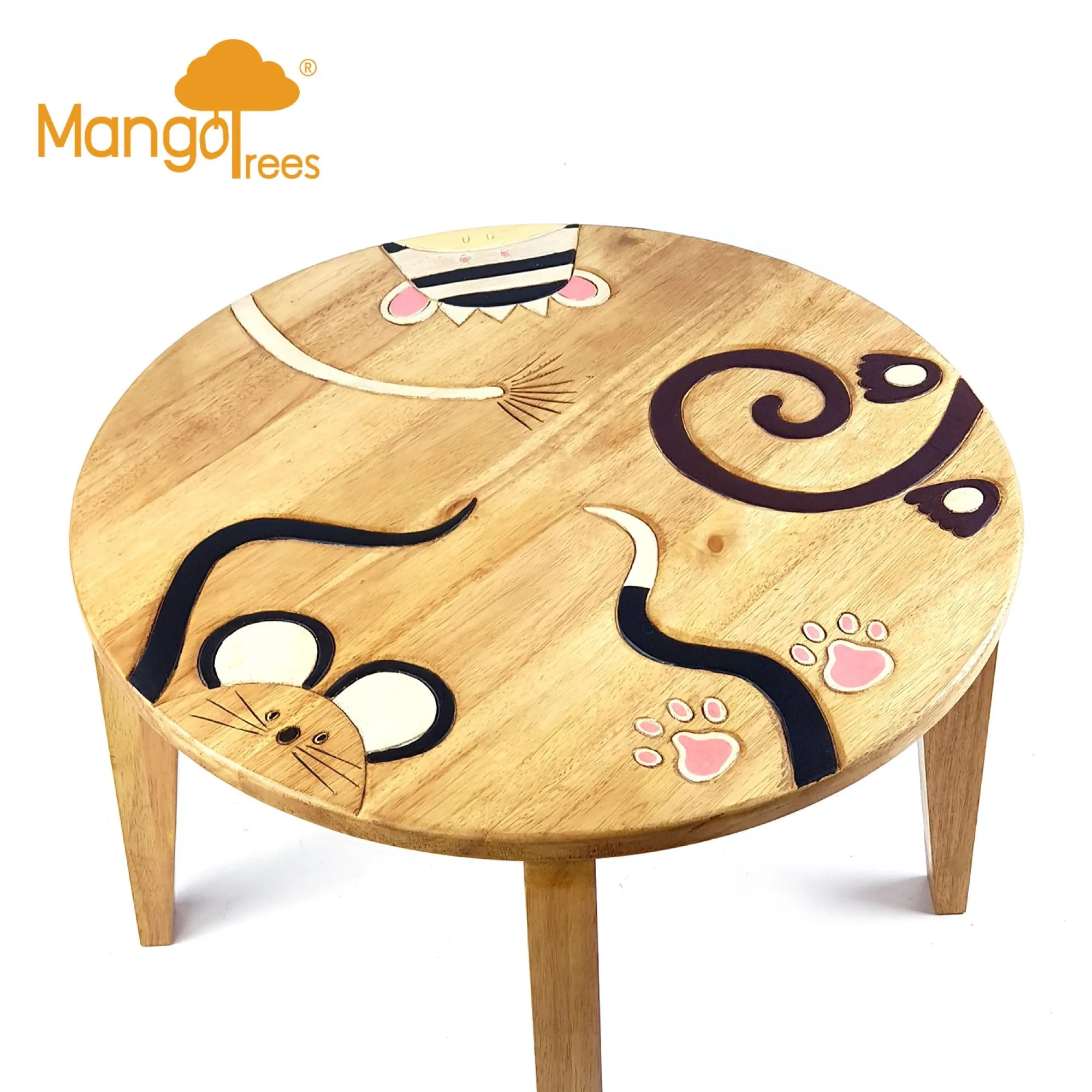 Kids Wooden LION Table   2 animal stools complete set -hand carved Timber Children Furniture.