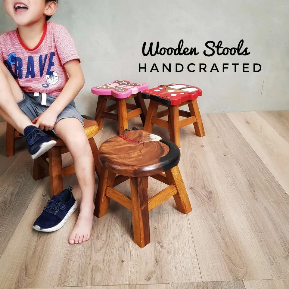 Kids Wooden LION Table   2 animal stools complete set -hand carved Timber Children Furniture.