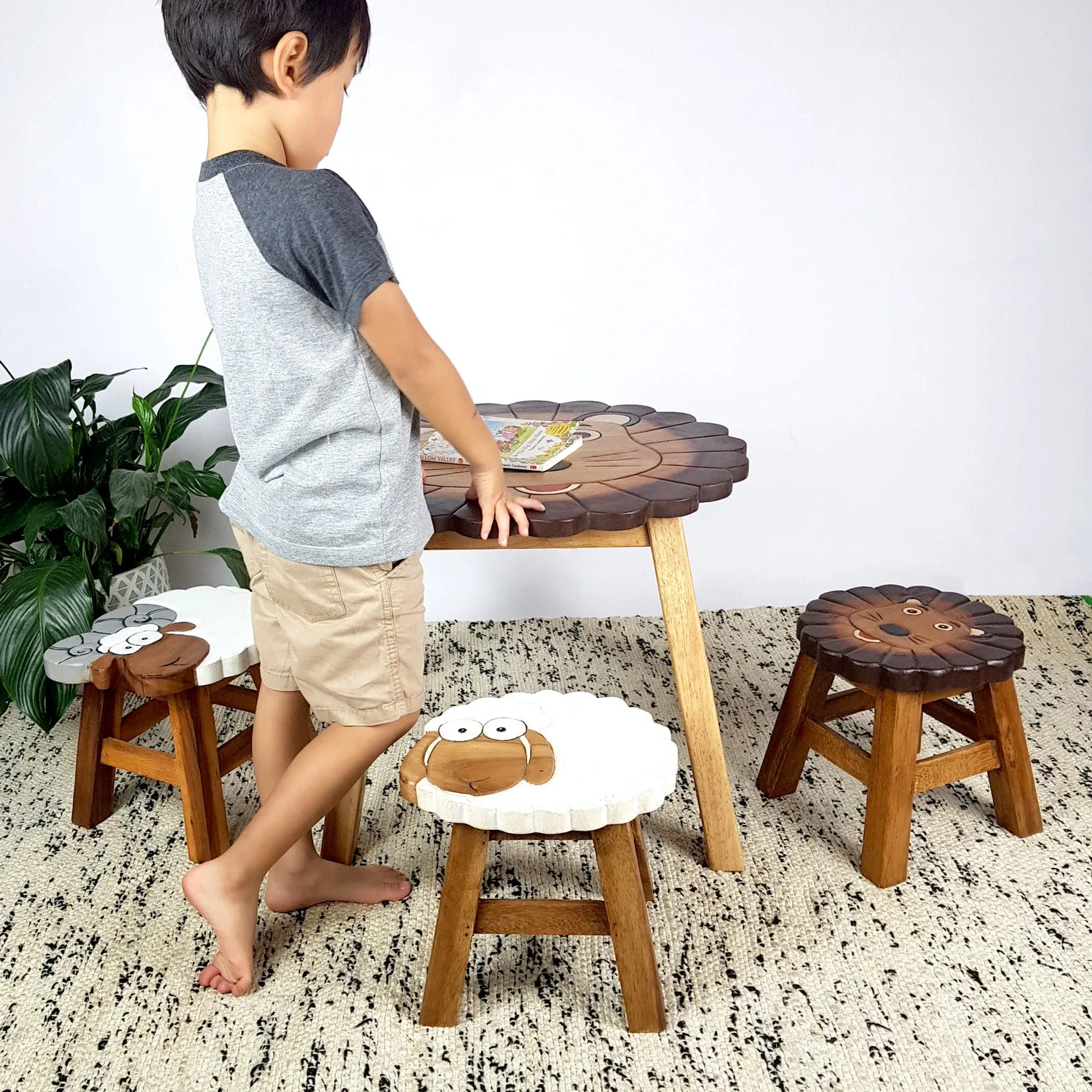 Kids Wooden Table   2 Stools  Set Children's Furniture