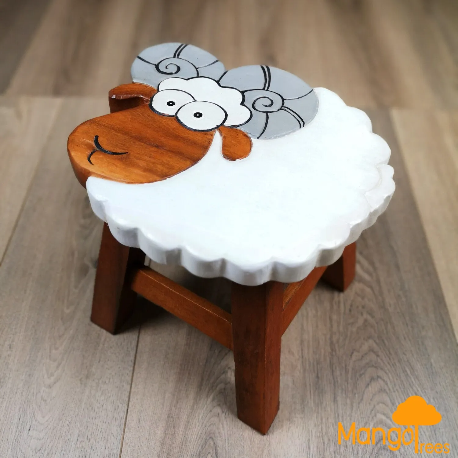 Kids Wooden Table   2 stools Set Giraffe & Sheep themed- hand carved Timber Children Furniture