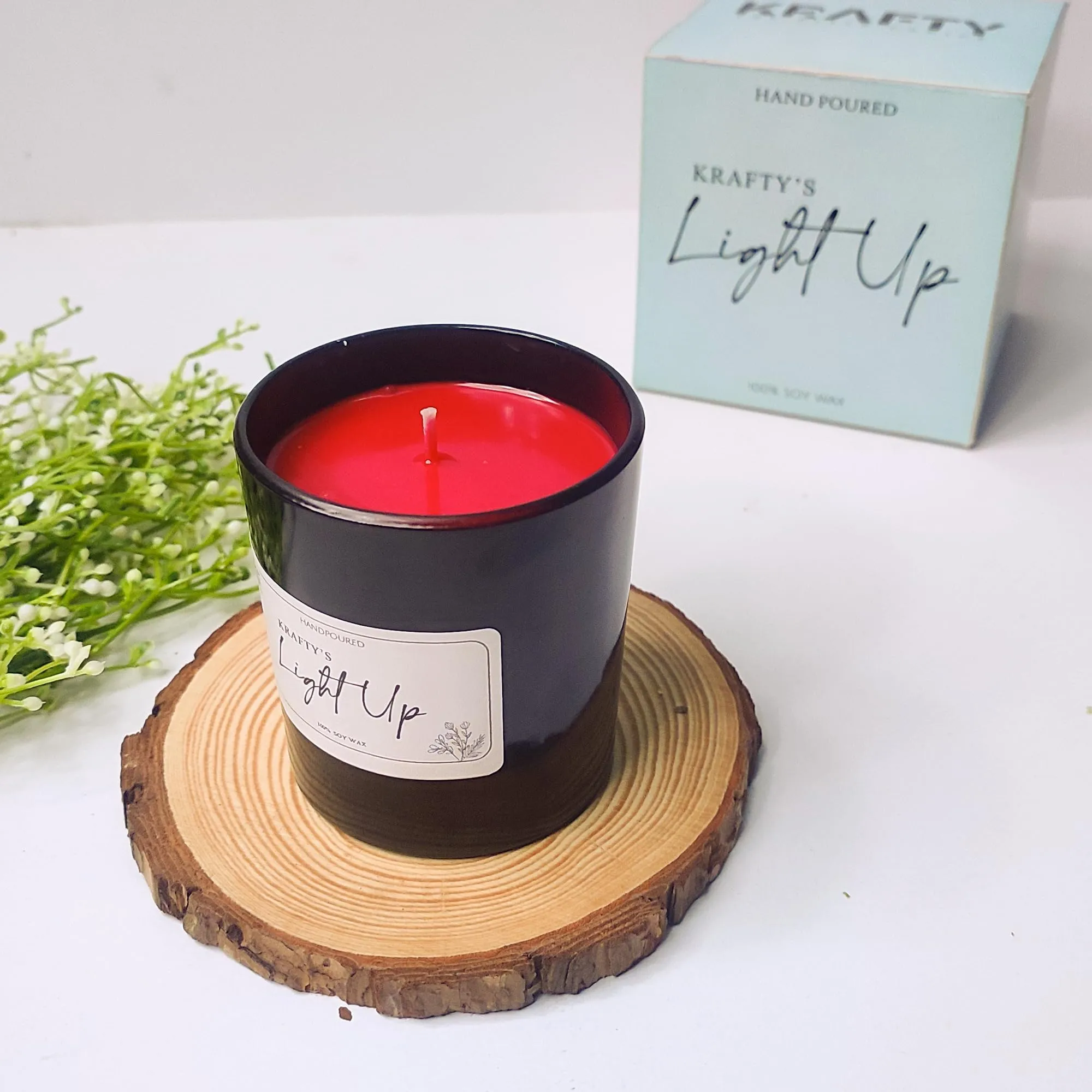 Krafty's Light Up Smoke-Less T Rose Scented Black Colour Candle Jar 150gm, 100-120 Hrs | 100% Soy Wax | Scented Candle for Home Decor | Scented Candles Gift Set| Soy Wax Candles