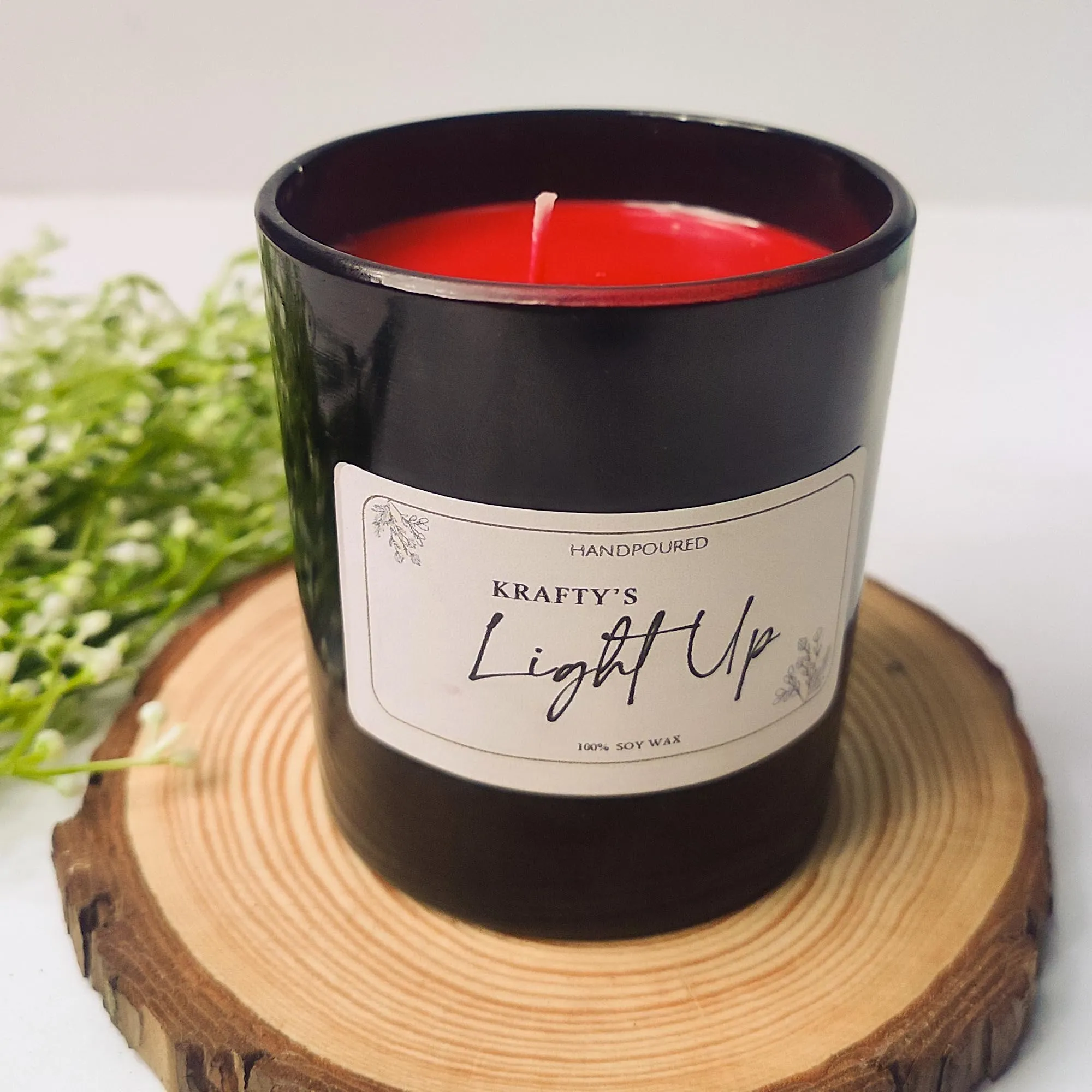 Krafty's Light Up Smoke-Less T Rose Scented Black Colour Candle Jar 150gm, 100-120 Hrs | 100% Soy Wax | Scented Candle for Home Decor | Scented Candles Gift Set| Soy Wax Candles