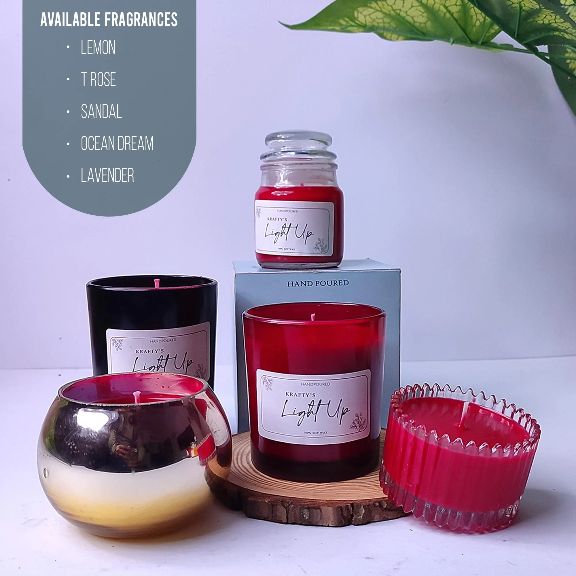 Krafty's Light Up Smoke-Less T Rose Scented Black Colour Candle Jar 150gm, 100-120 Hrs | 100% Soy Wax | Scented Candle for Home Decor | Scented Candles Gift Set| Soy Wax Candles
