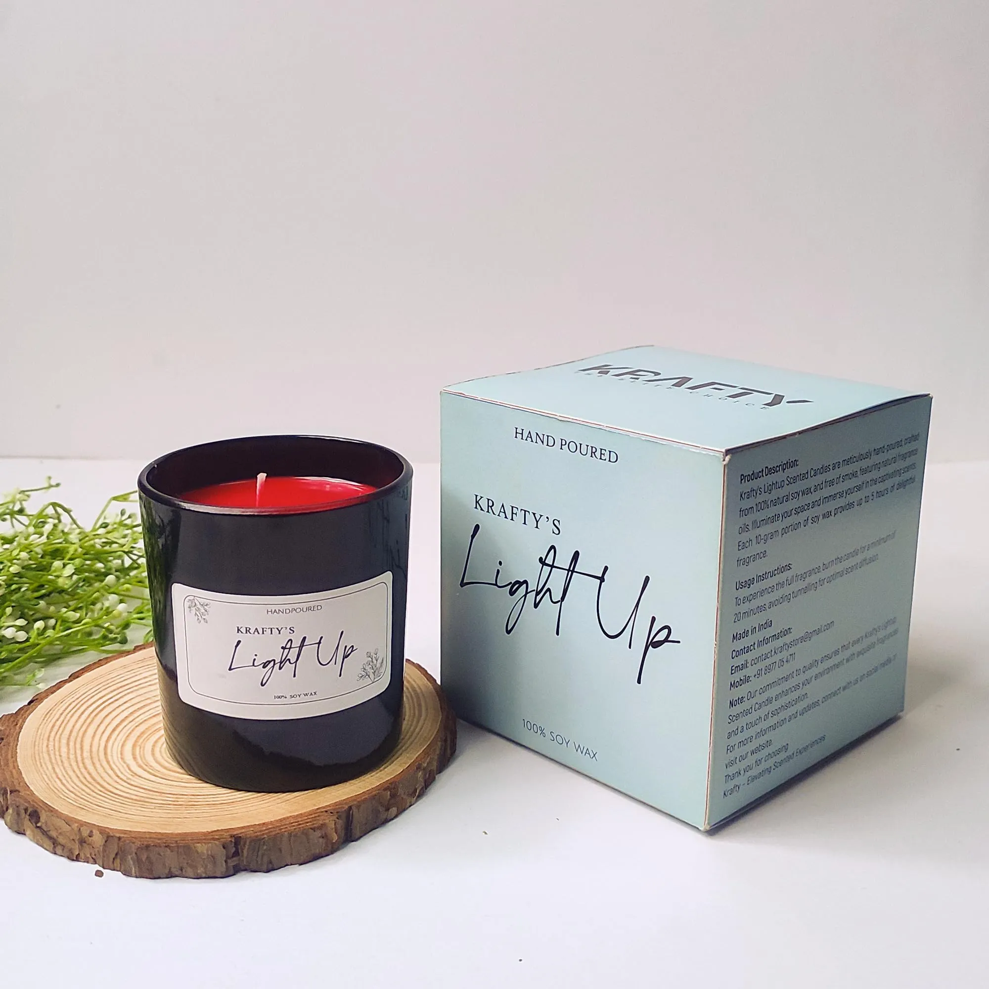 Krafty's Light Up Smoke-Less T Rose Scented Black Colour Candle Jar 150gm, 100-120 Hrs | 100% Soy Wax | Scented Candle for Home Decor | Scented Candles Gift Set| Soy Wax Candles