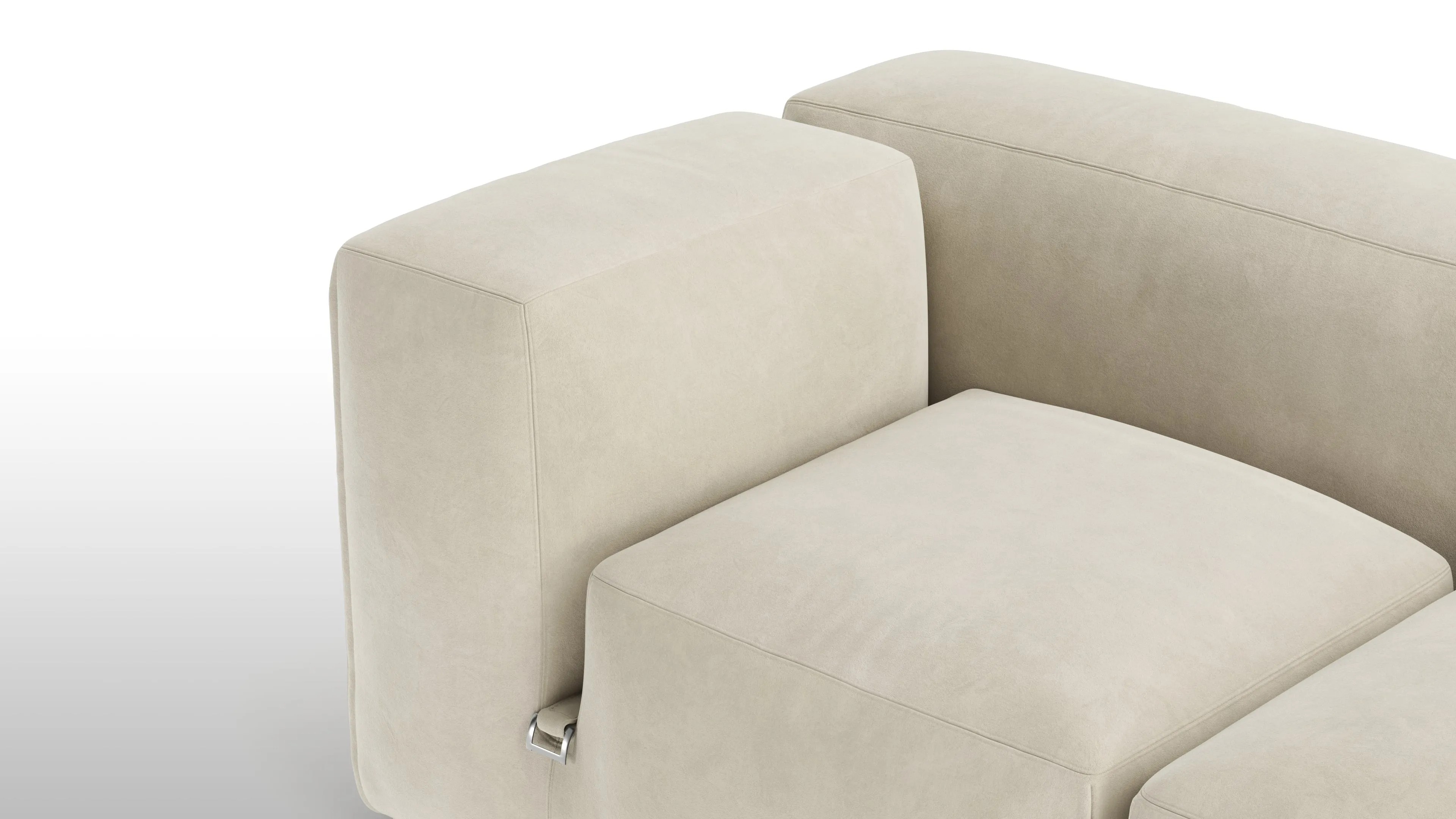 Le Mura - Le Mura Open End Sofa, Right, Eggshell Vegan Suede