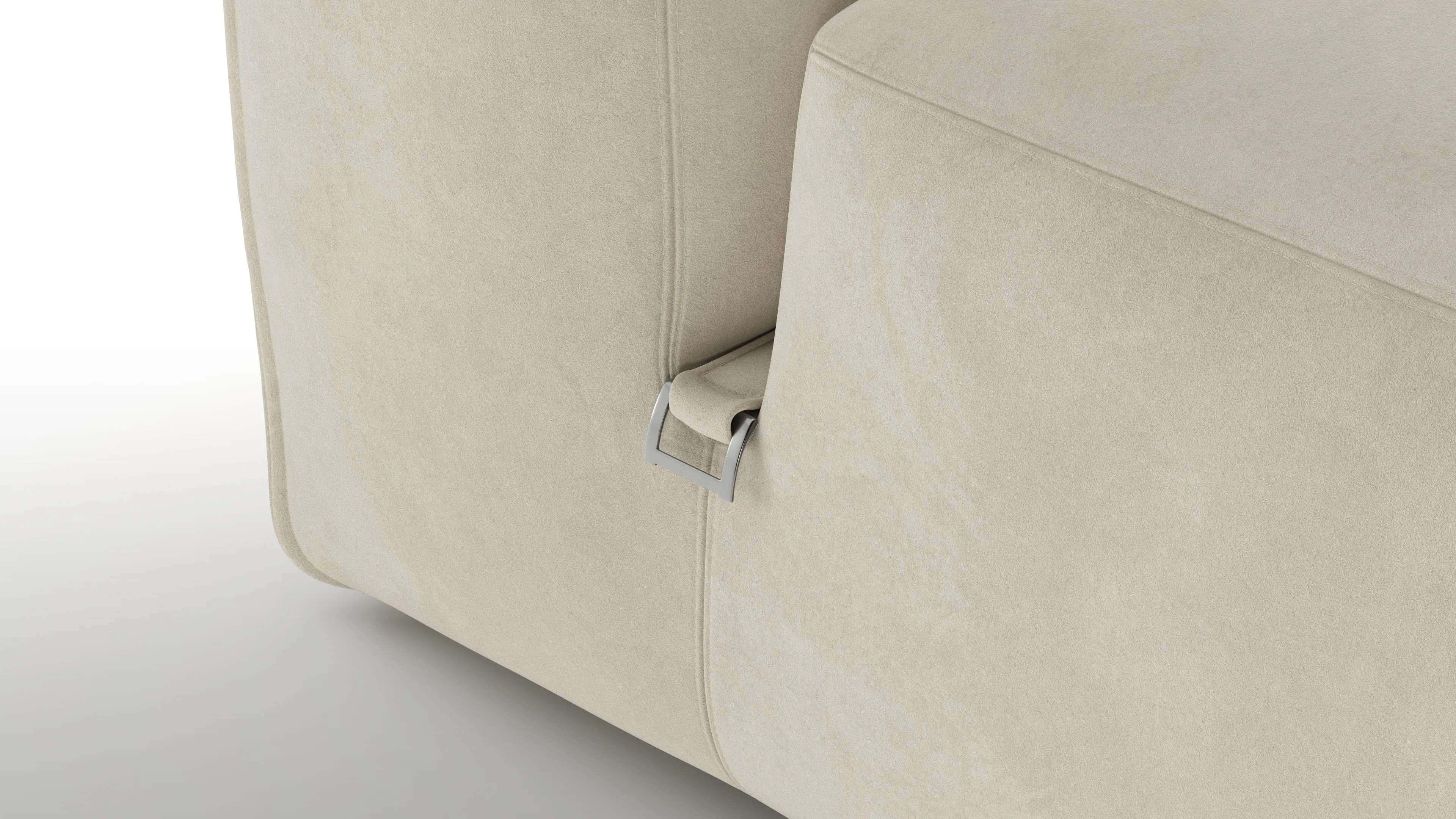 Le Mura - Le Mura Sectional Module, Right Arm, Eggshell Vegan Suede