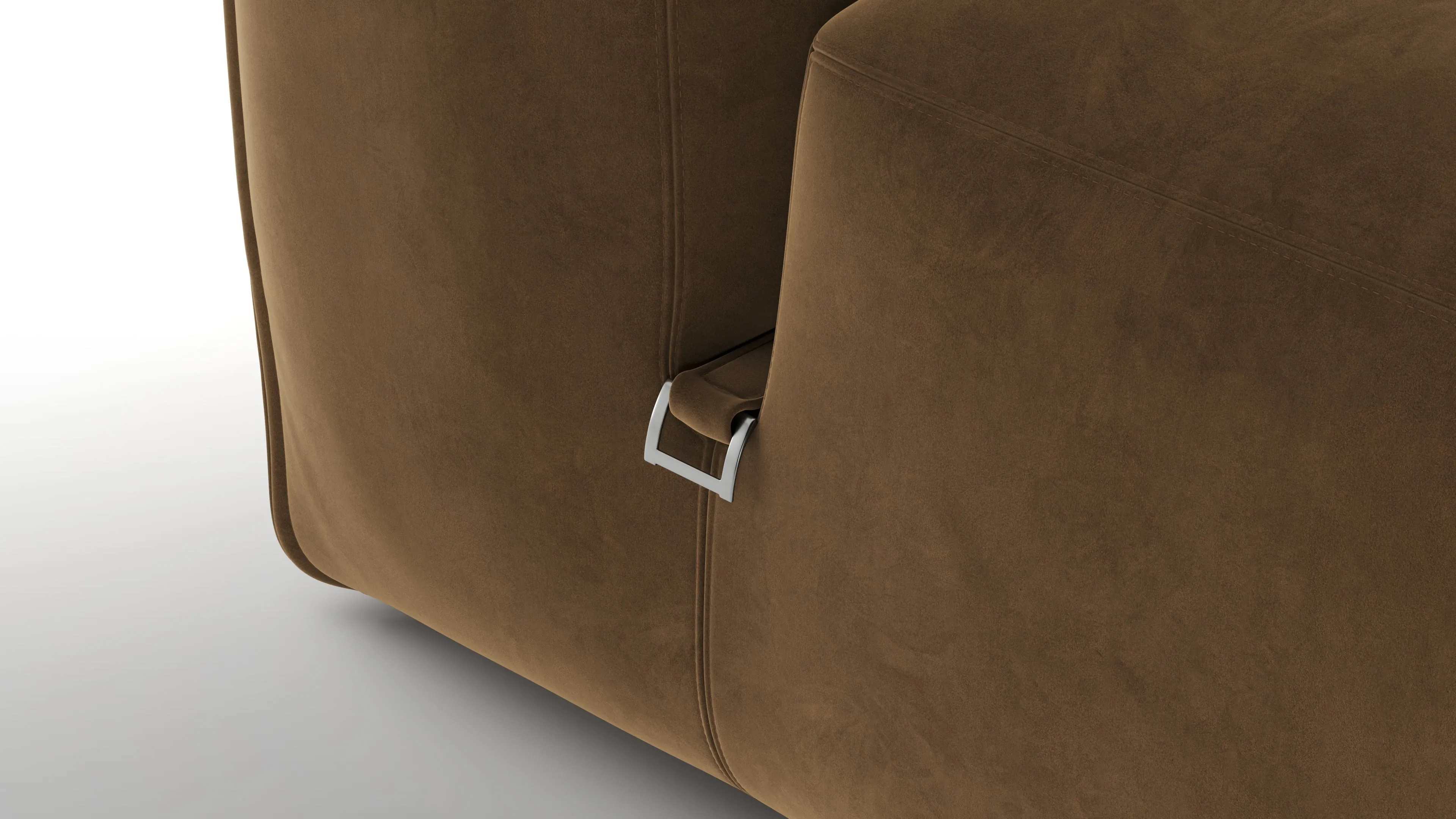 Le Mura - Le Mura Sectional Sofa, Dual Aspect, Right, Brown Vegan Suede