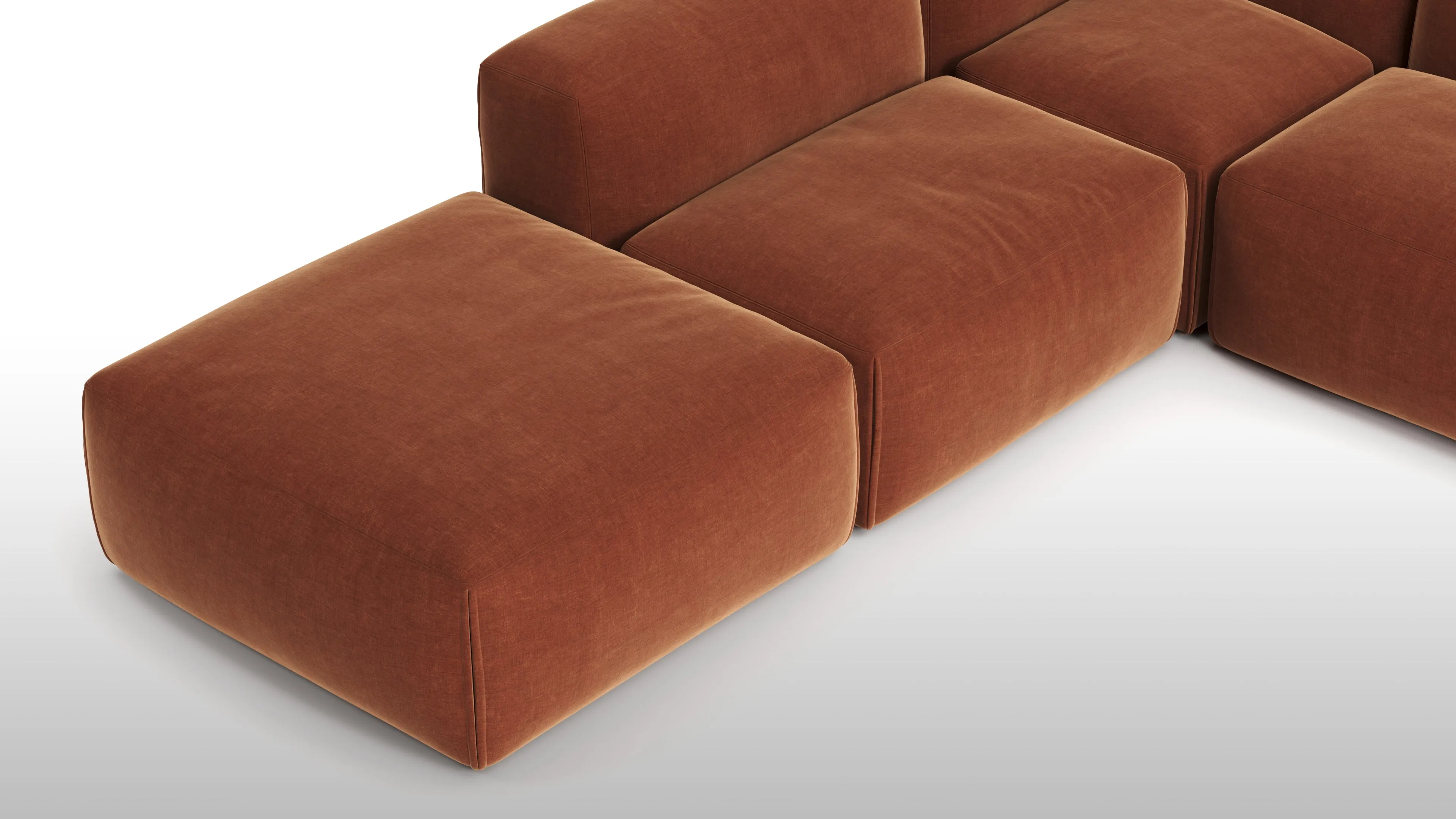 Le Mura - Le Mura Sectional Sofa, Left Corner, Rust Chenille