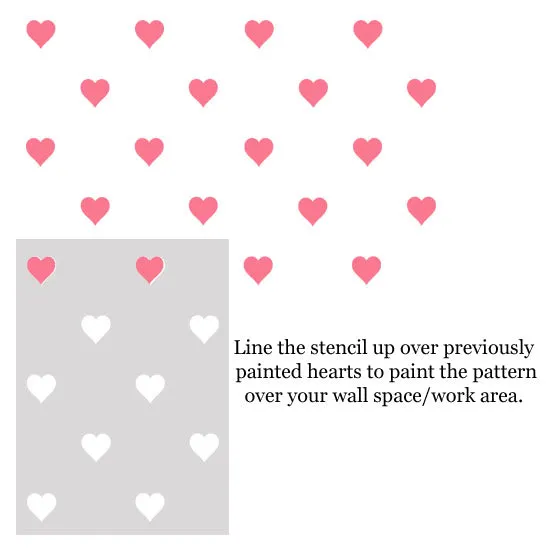Love Heart Repeat Pattern Stencil