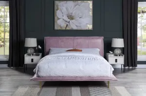 Luke Industrial King Bed, Pink Top Grain Leather