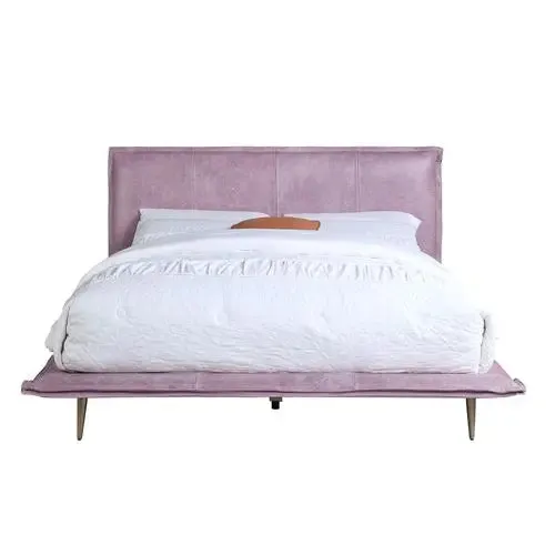 Luke Industrial King Bed, Pink Top Grain Leather