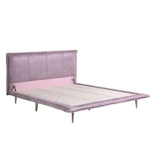 Luke Industrial King Bed, Pink Top Grain Leather