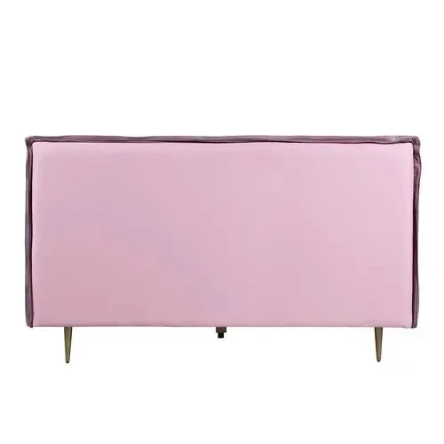Luke Industrial King Bed, Pink Top Grain Leather