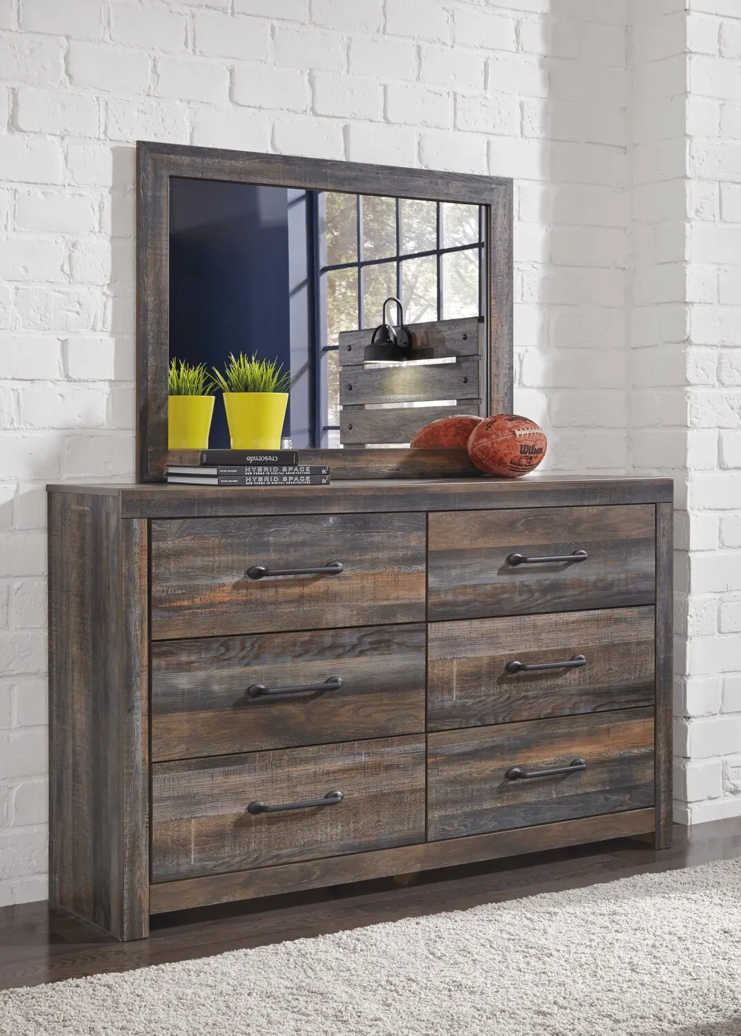 Naylon 6-Piece Full Bedroom Set with Side Storage - Brown