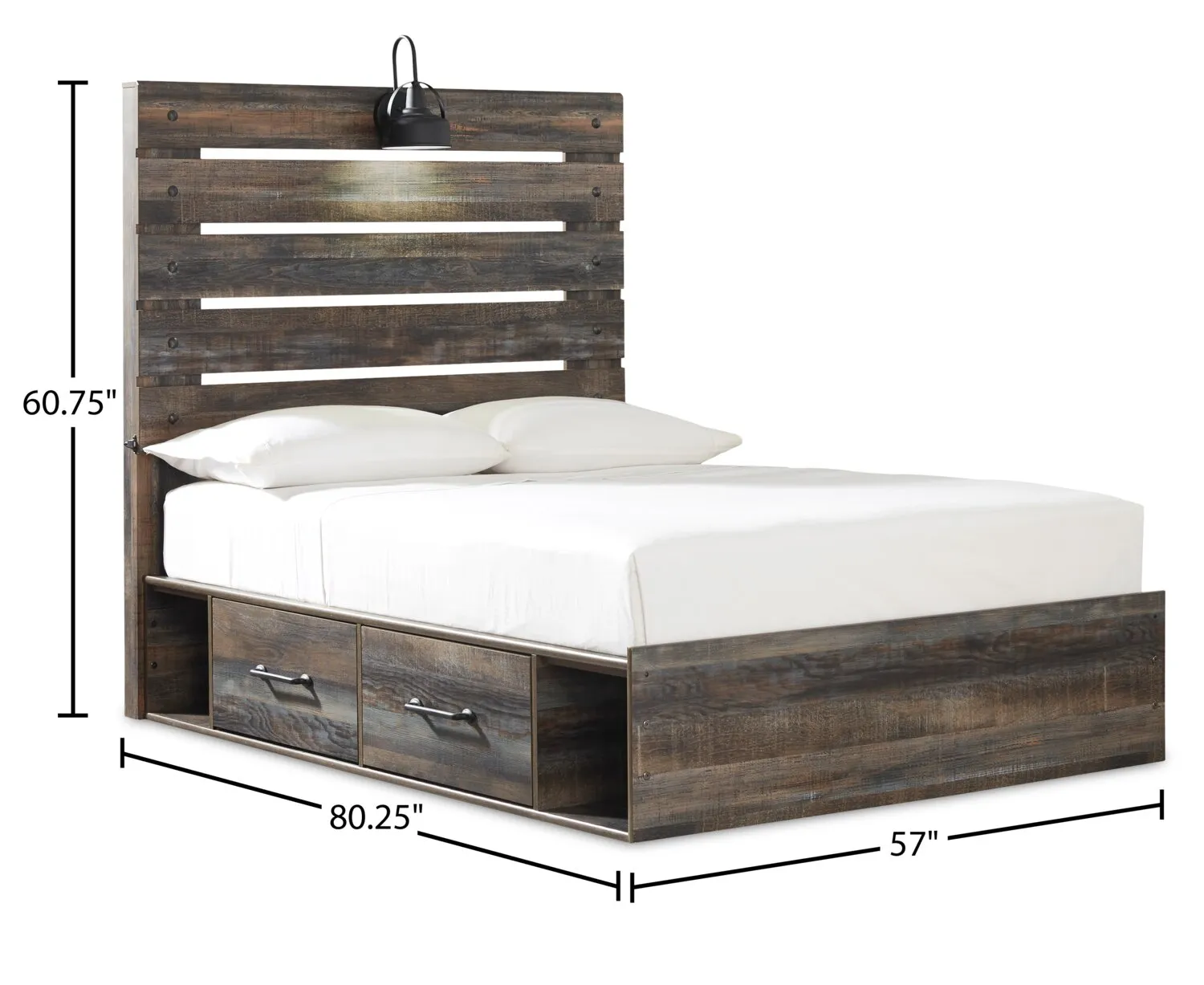 Naylon 6-Piece Full Bedroom Set with Side Storage - Brown