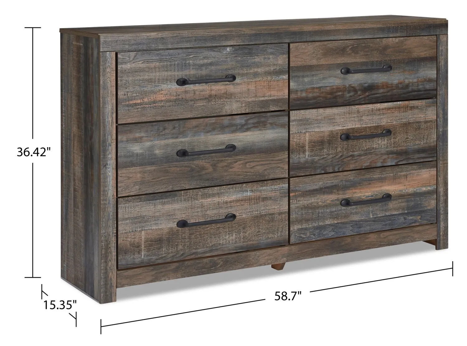 Naylon 6-Piece Full Bedroom Set with Side Storage - Brown