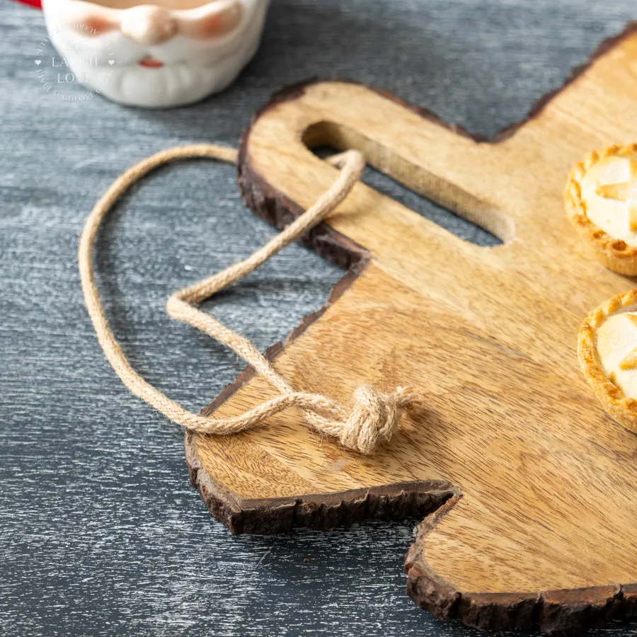 Rustic Wooden Christmas Tree Serving Board